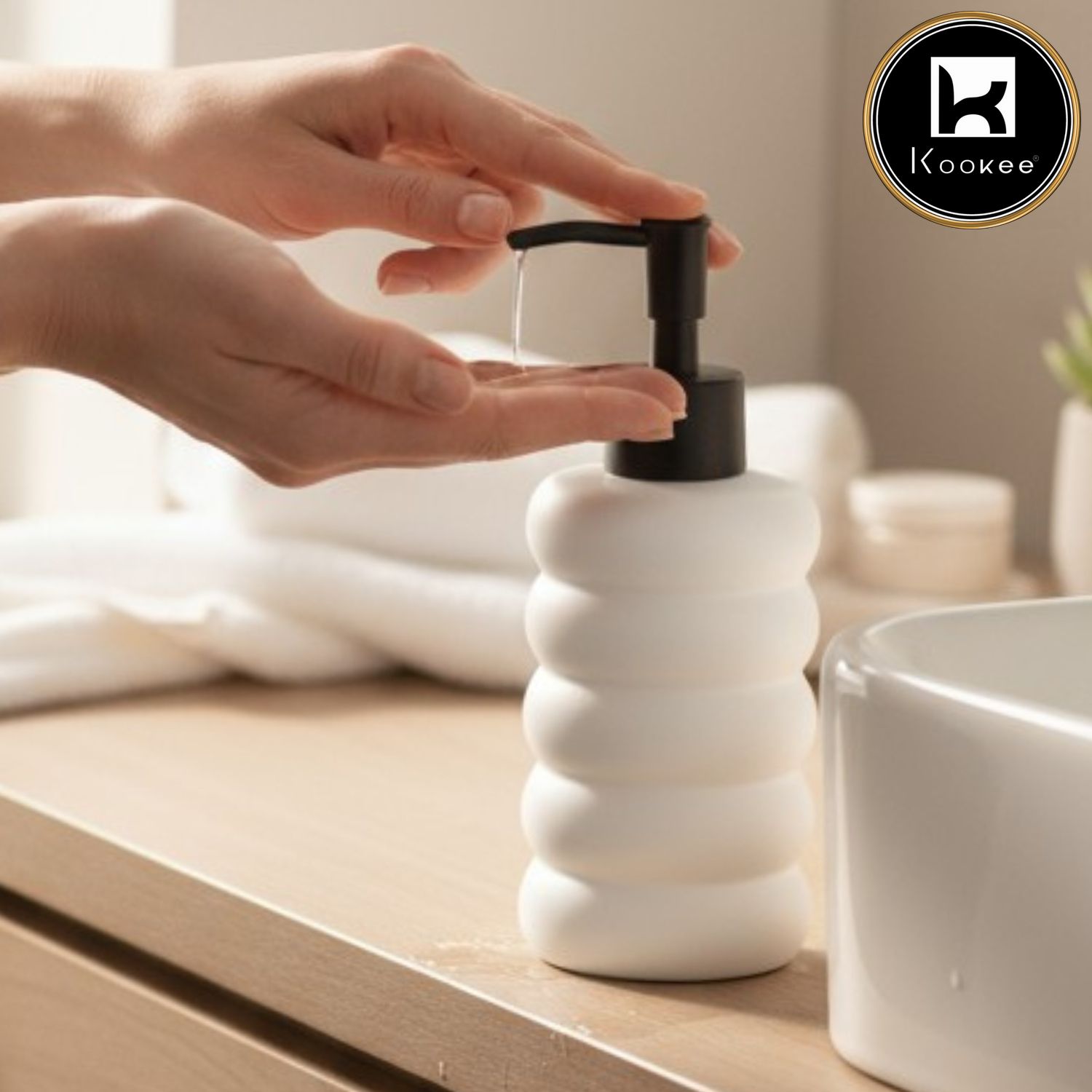 Kookee Ceramic Soap Dispensers, White, ART12237