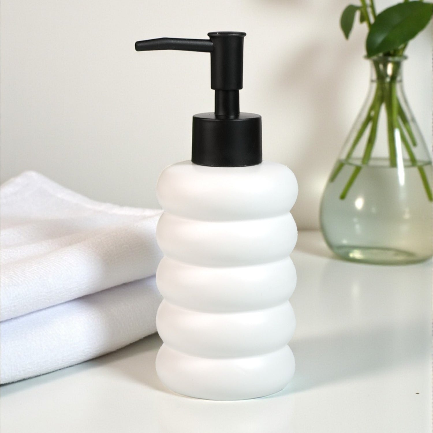 Ceramic Soap Dispenser for handwash for Bathroom, Beige, (Set of 1) (12237)