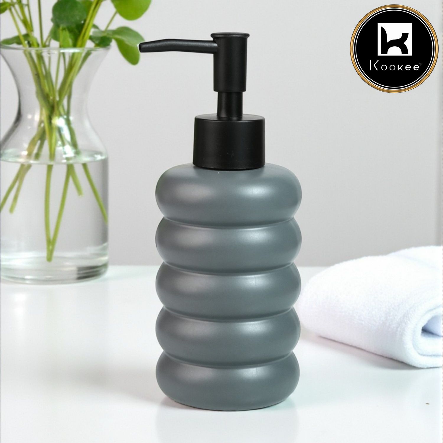 Kookee Ceramic Soap Dispensers, Grey, ART12239
