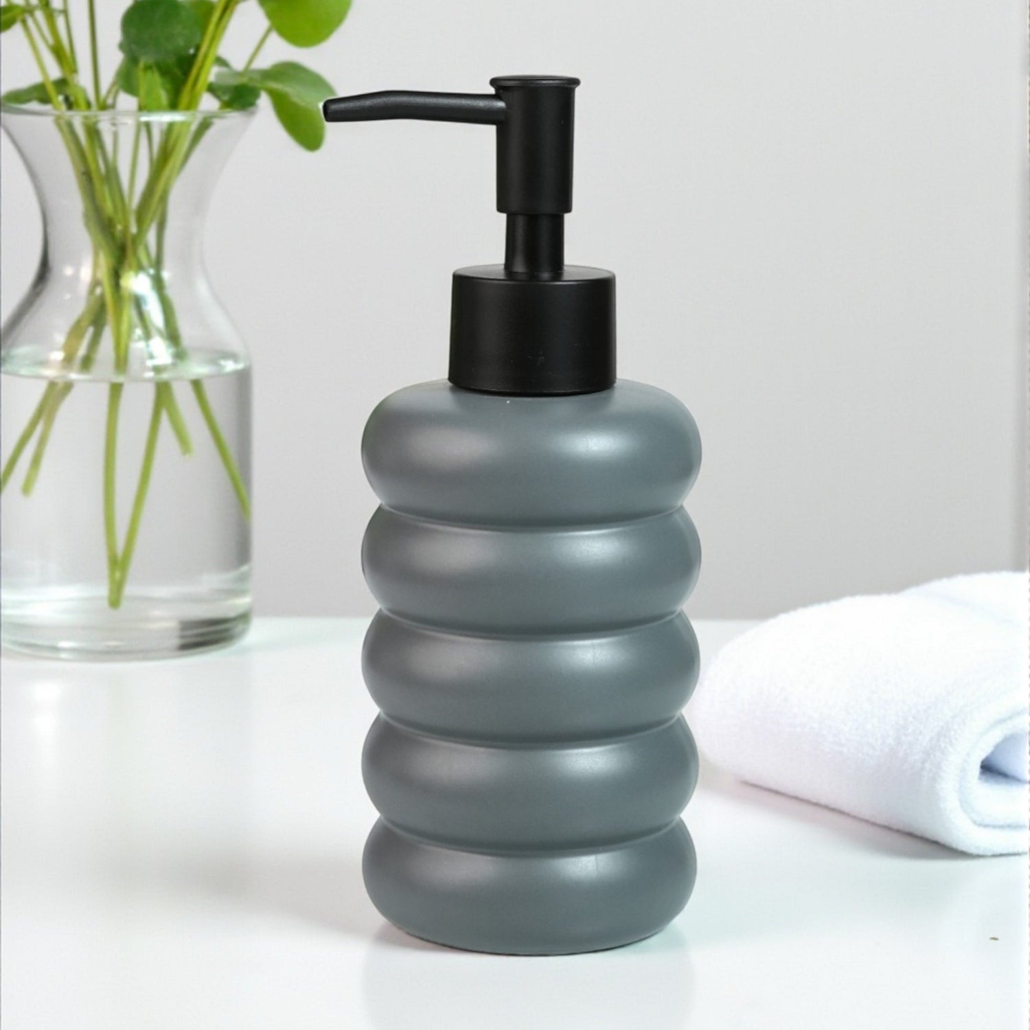 Ceramic Soap Dispenser for handwash for Bathroom, Beige, (Set of 1) (12239)