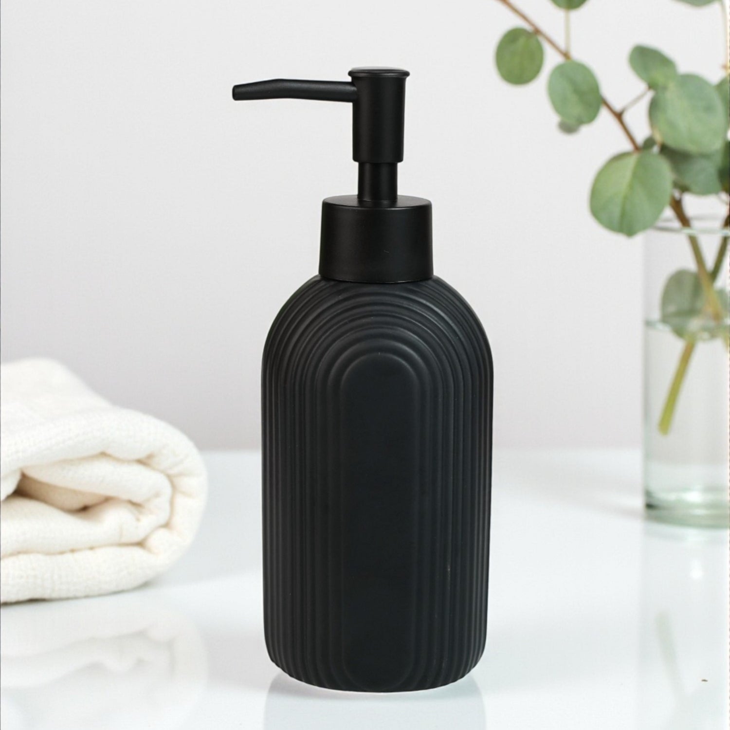 Ceramic Soap Dispenser for handwash for Bathroom, Black (Set of 1) (12240)