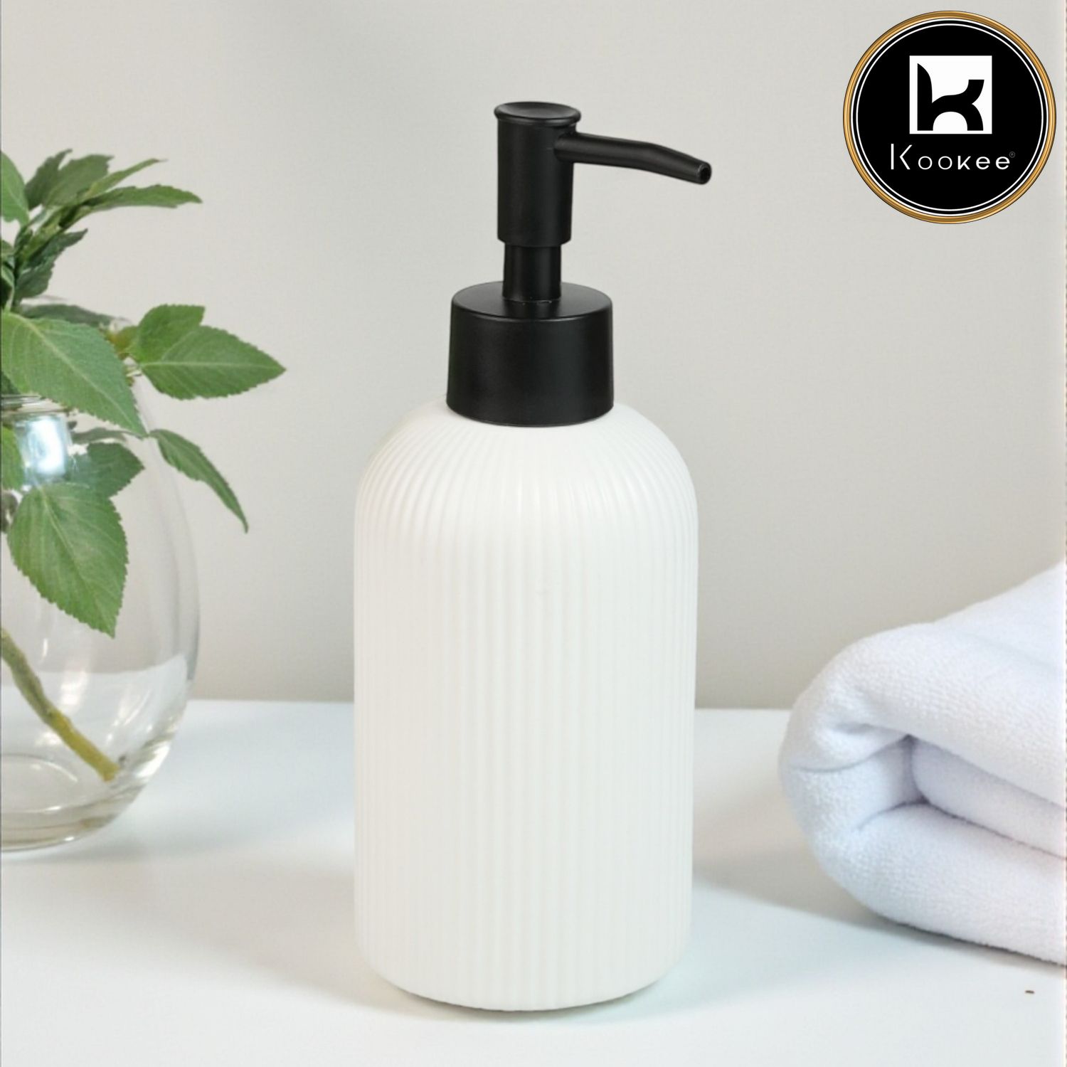 Kookee Ceramic Soap Dispensers, Beige, ART12244