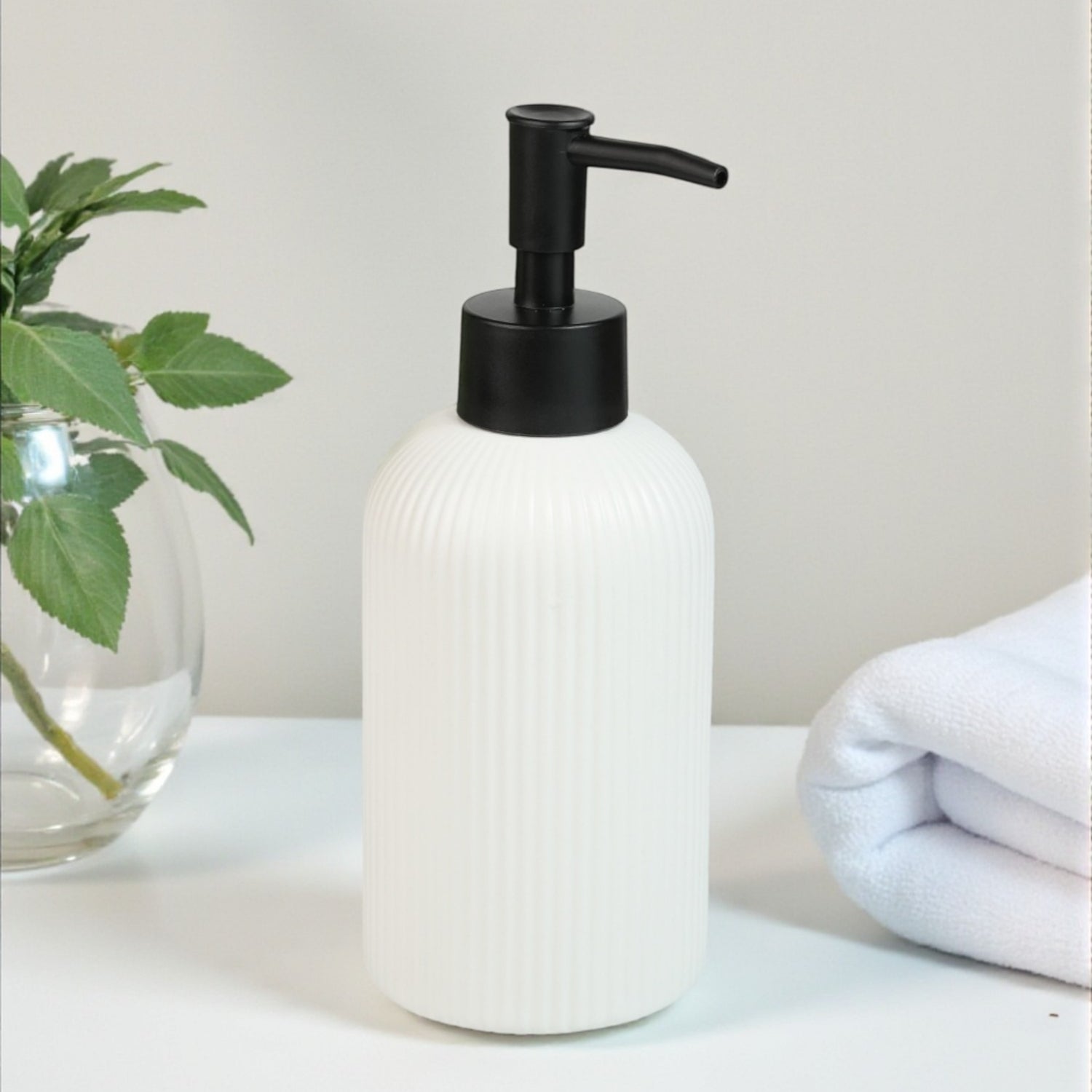Ceramic Soap Dispenser for handwash for Bathroom, Beige, (Set of 1) (12244)