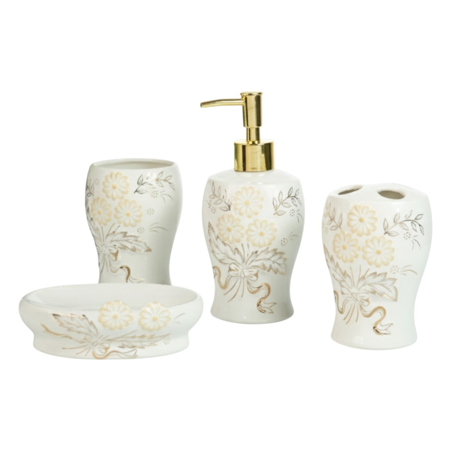 Kookee Ceramic Bathroom Sets, White, ART12247