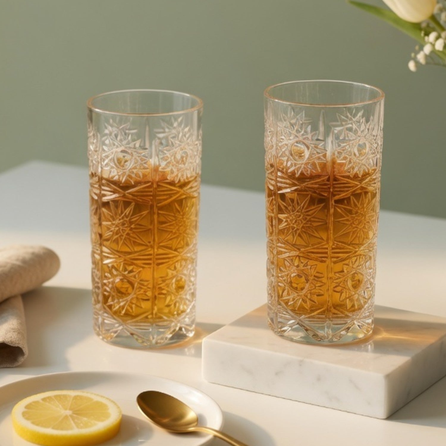 Vintage Embossed Glass Jug Set 7 Pc | Textured Panel Design Pitcher with 6 Tumblers | Premium Transparent Drinkware for Water, Juice & Cocktails