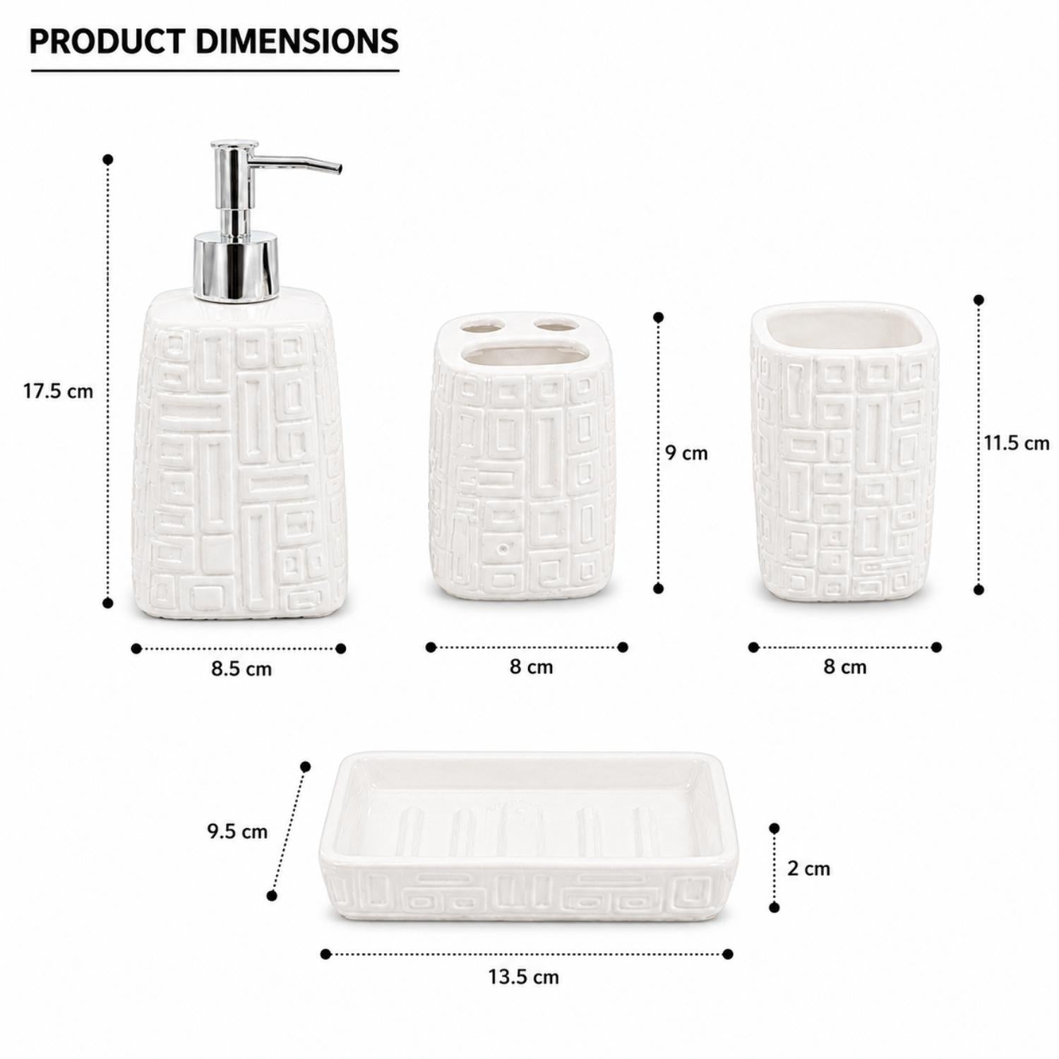 Kookee Ceramic Bathroom Sets, White, ART12333
