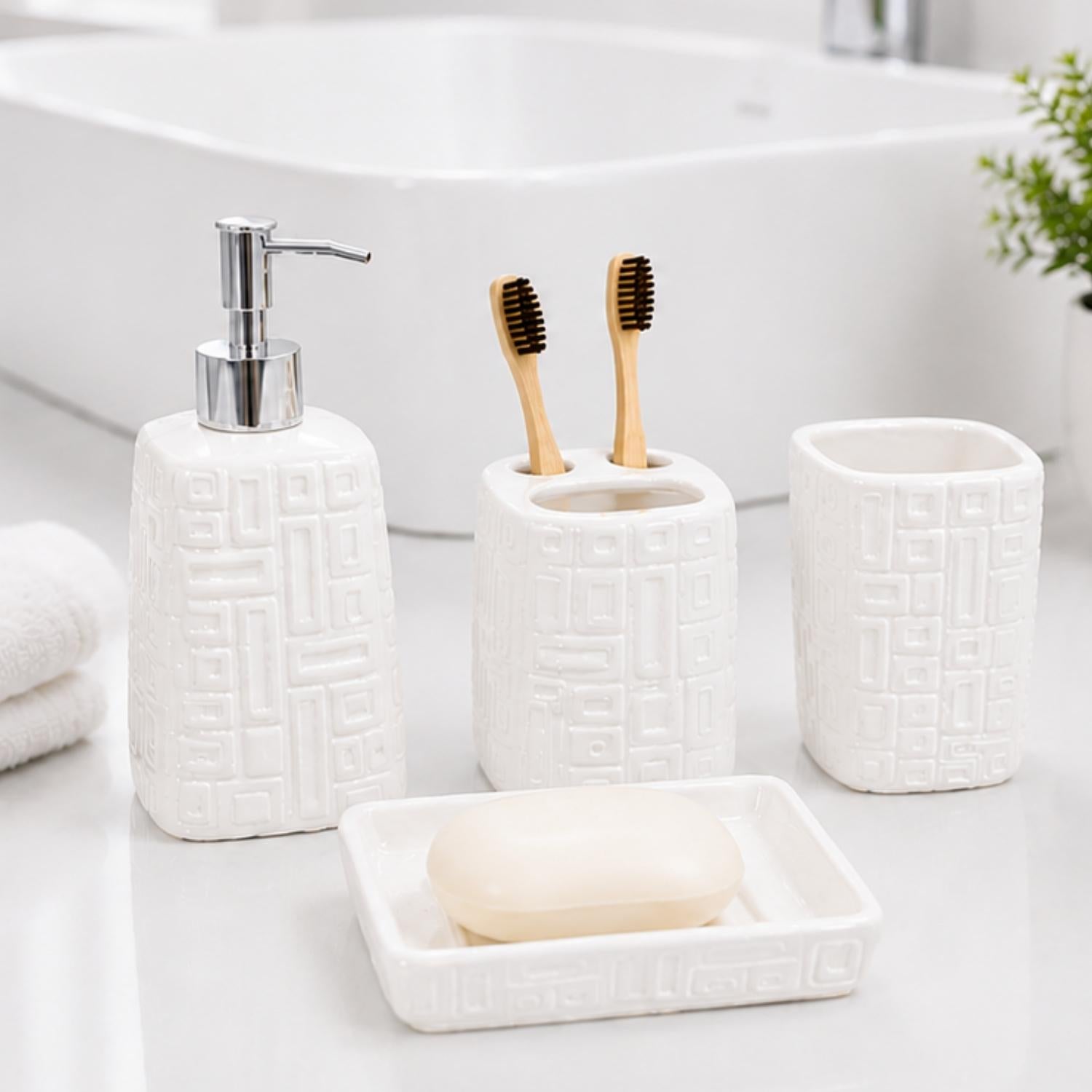 Ceramic Bathroom Sets, White, ART12333