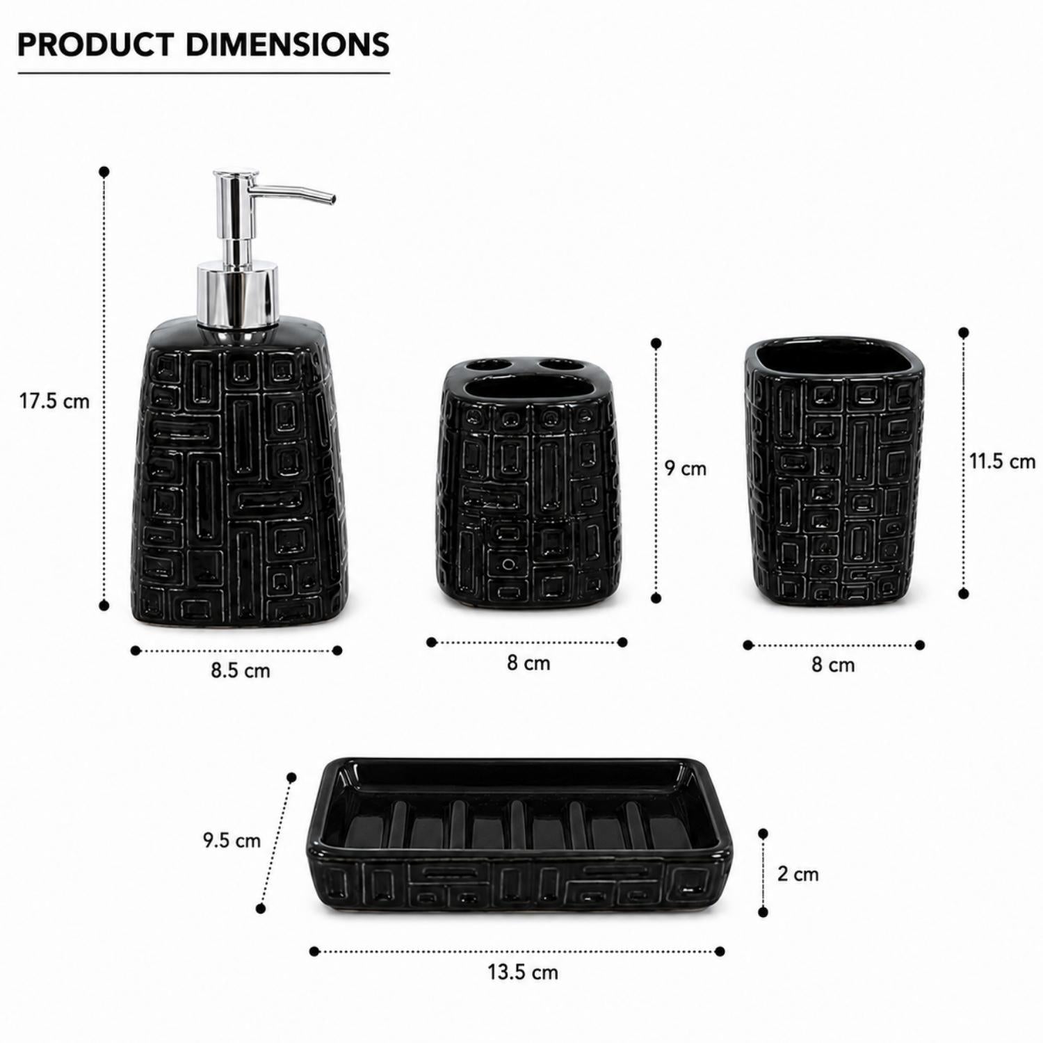 Kookee Ceramic Bathroom Sets, Black, ART12334