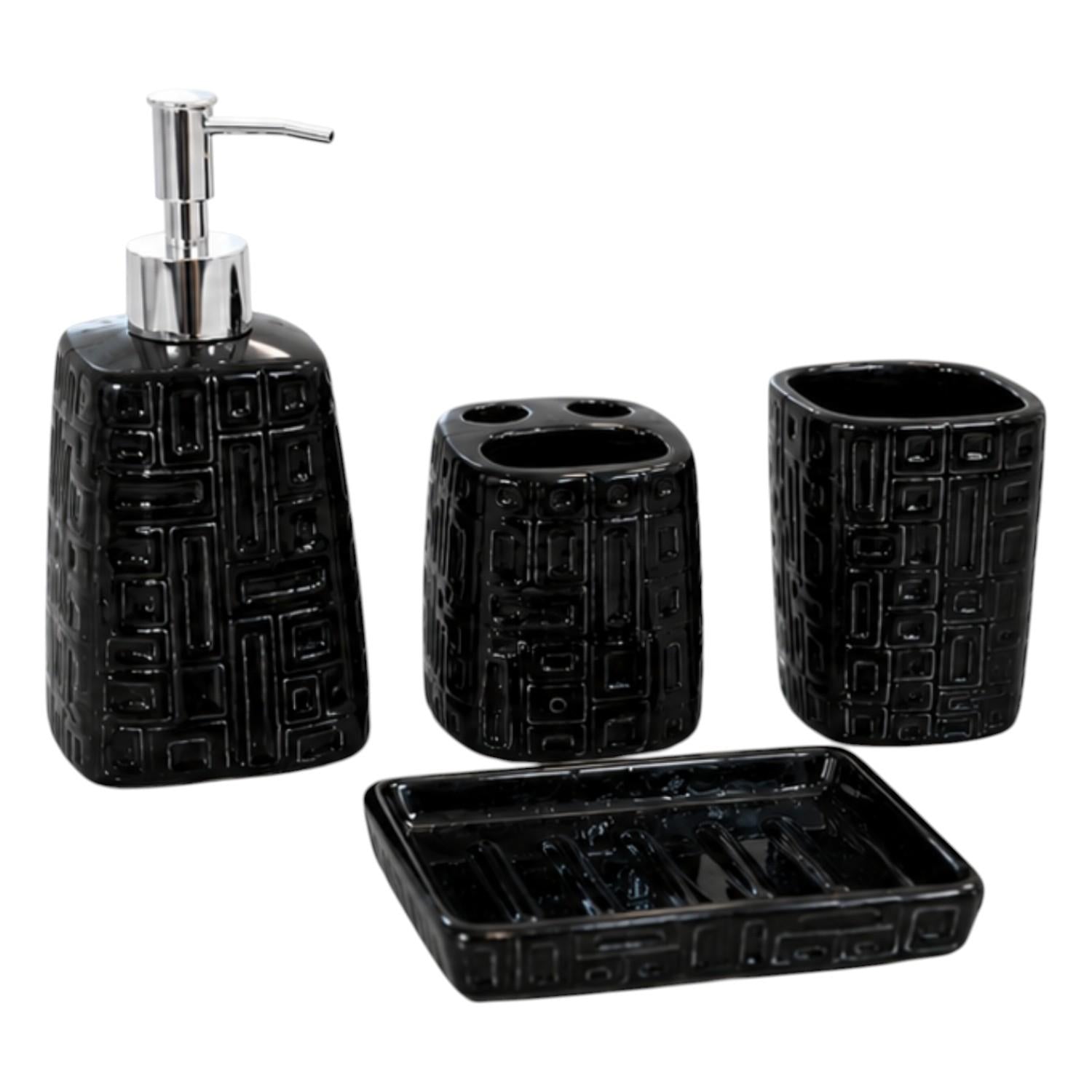 Kookee Ceramic Bathroom Sets, Black, ART12334