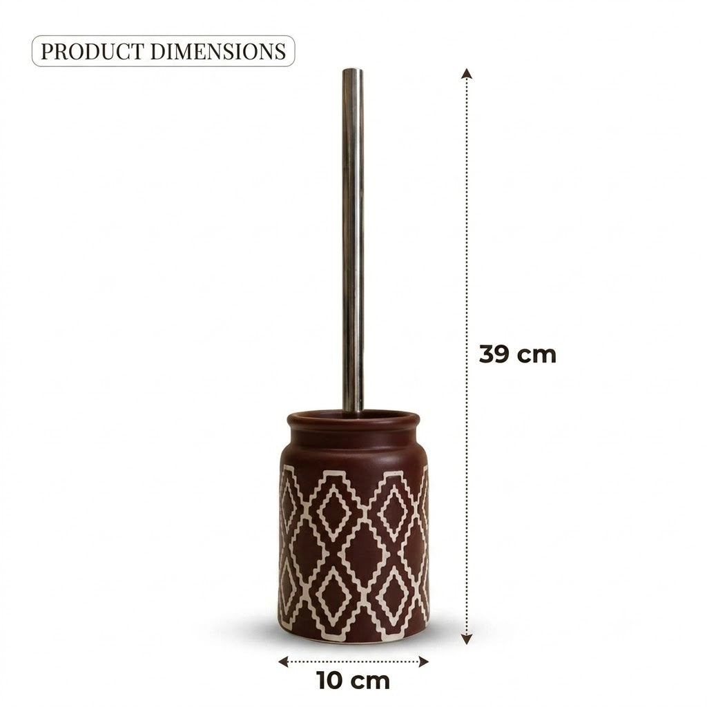 Kookee Ceramic Toilet Brush Holders, Maroon, ART12336