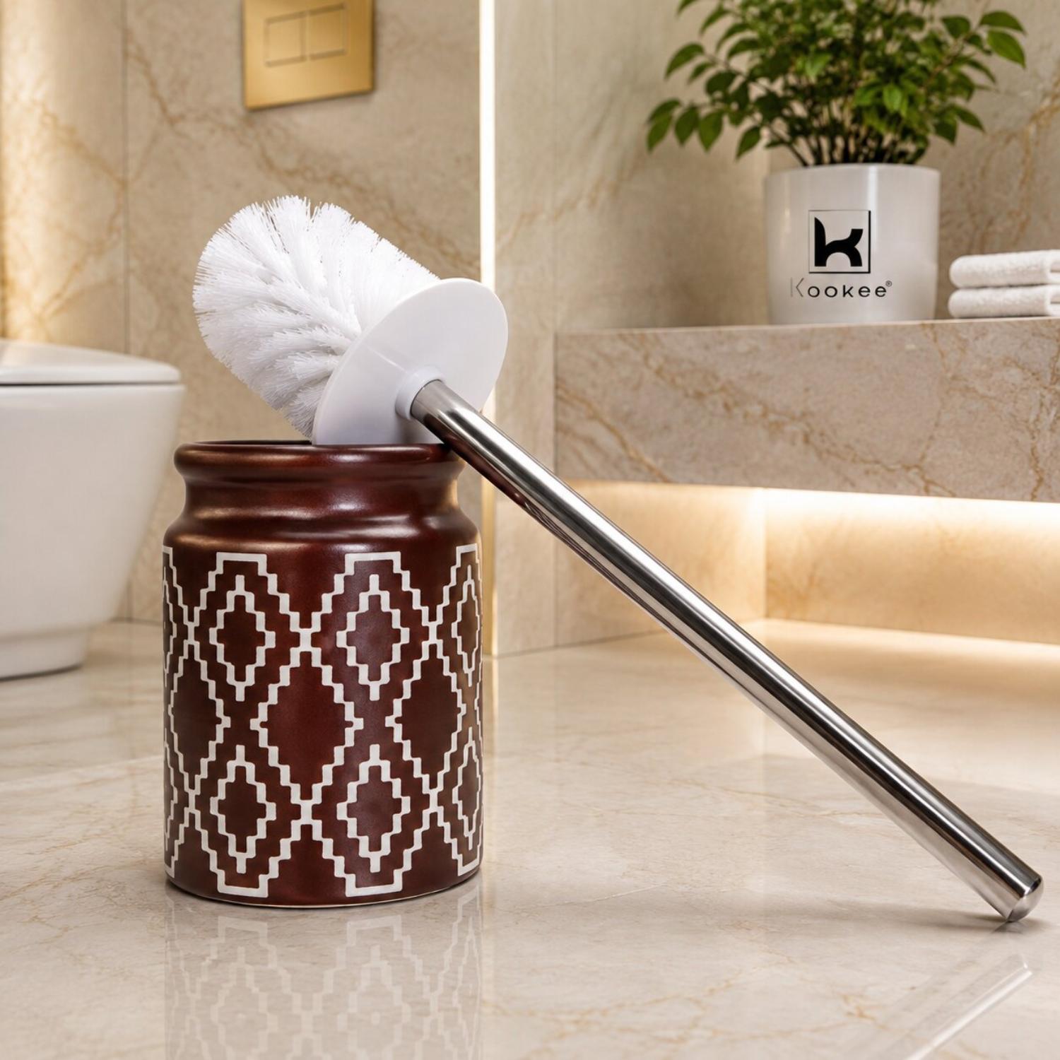 Ceramic Toilet Brush Holders, Maroon, ART12336