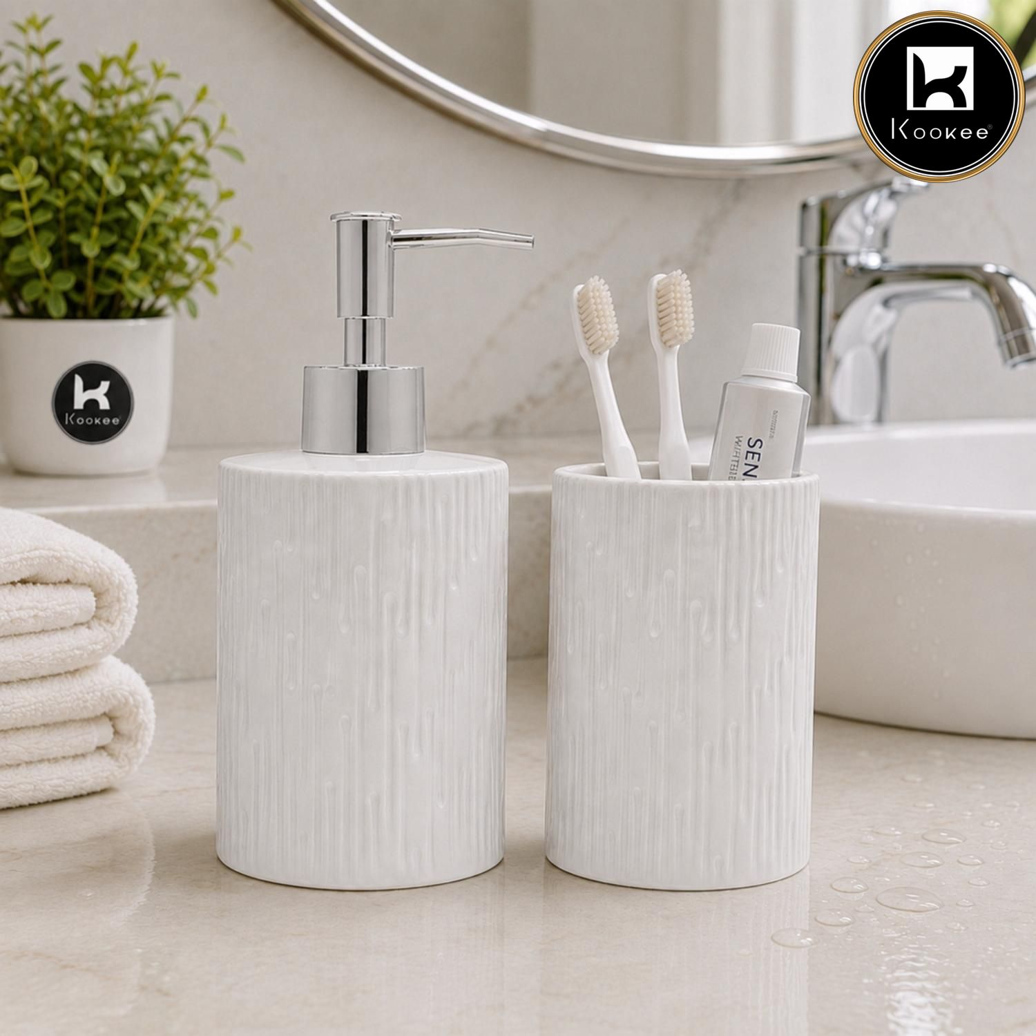 Kookee Ceramic Bathroom Sets, White, ART12341