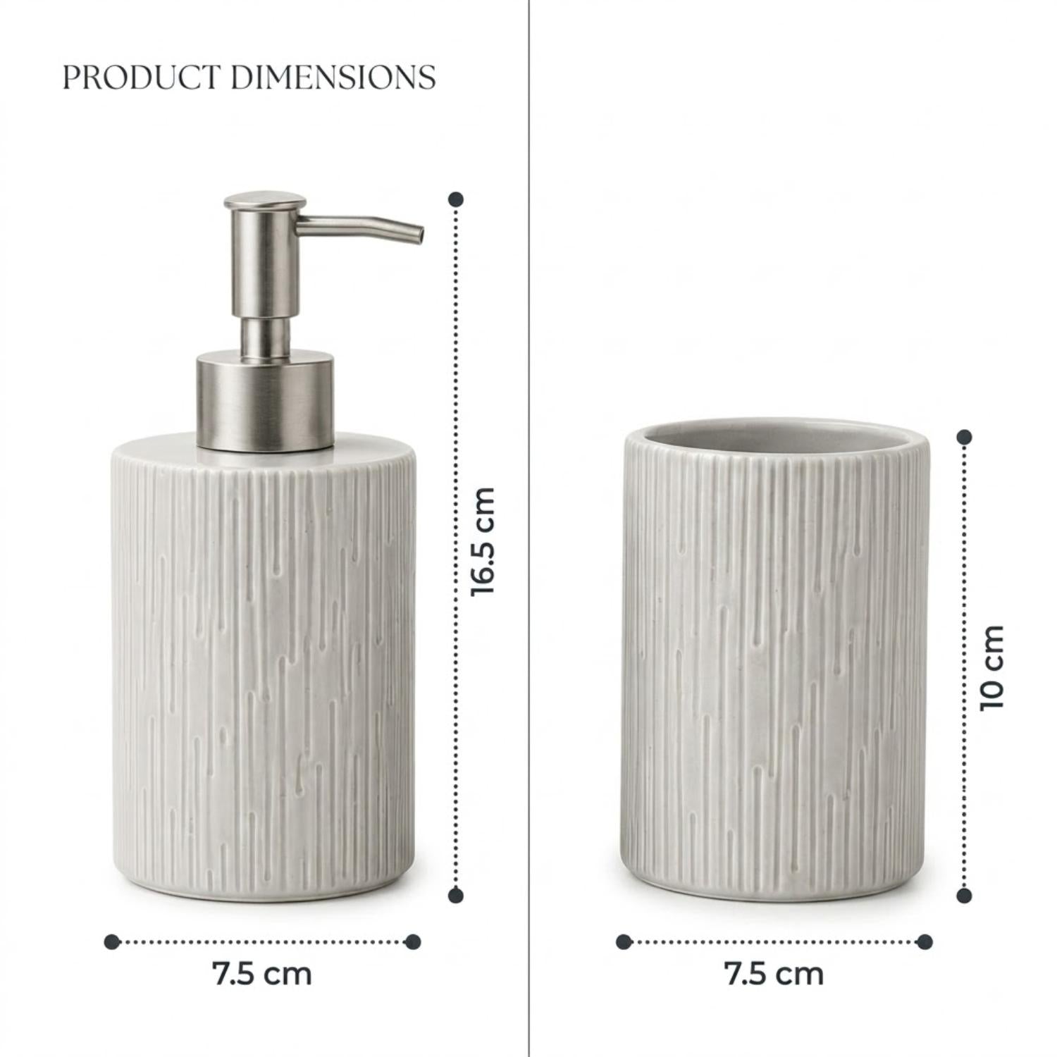 Kookee Ceramic Bathroom Sets, Grey, ART12342