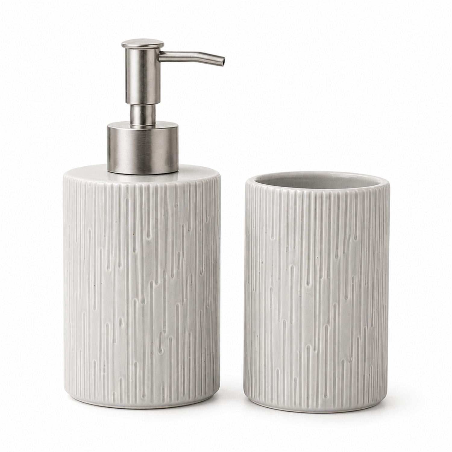 Kookee Ceramic Bathroom Sets, Grey, ART12342