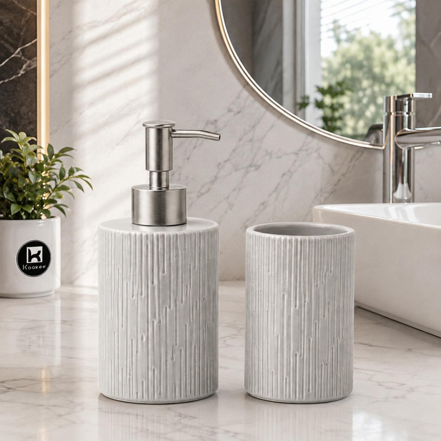 Ceramic Bathroom Sets, Grey, ART12342
