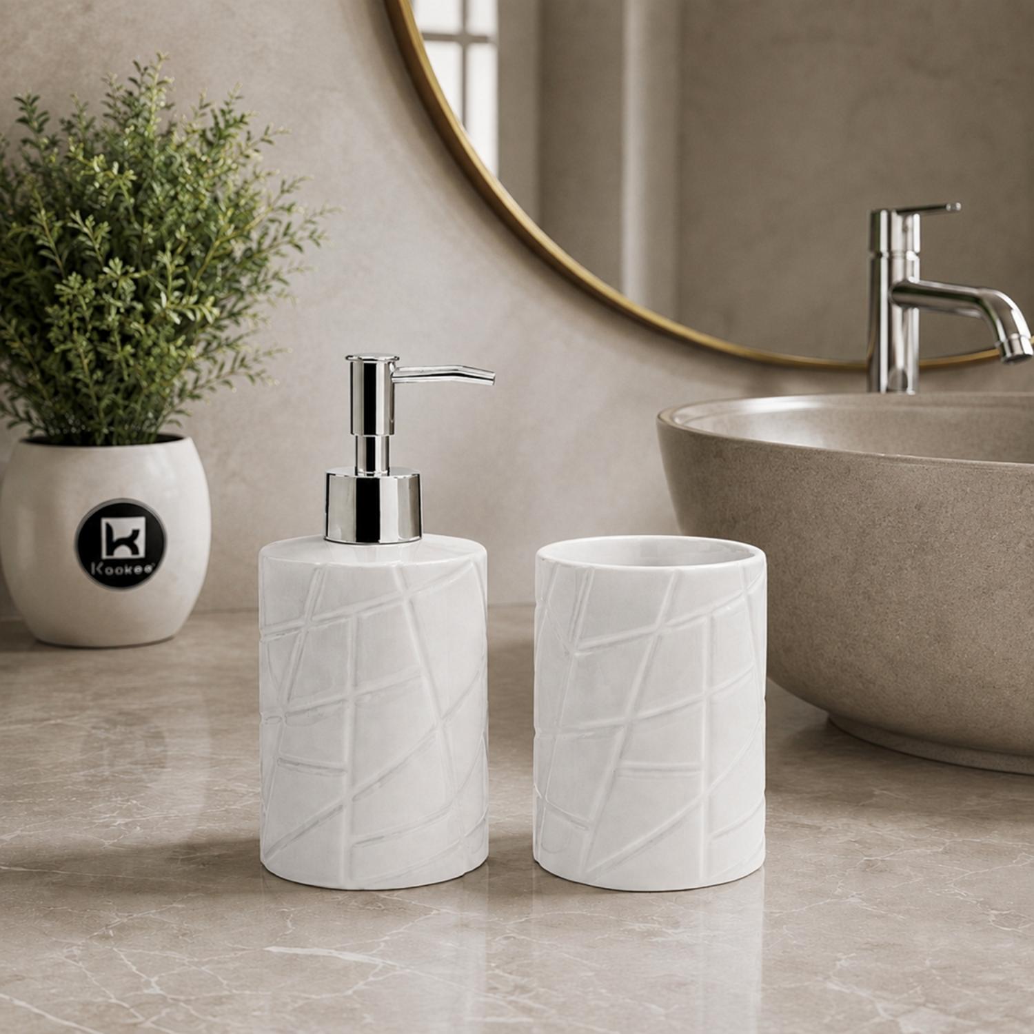 Ceramic Bathroom Sets, White, ART12343