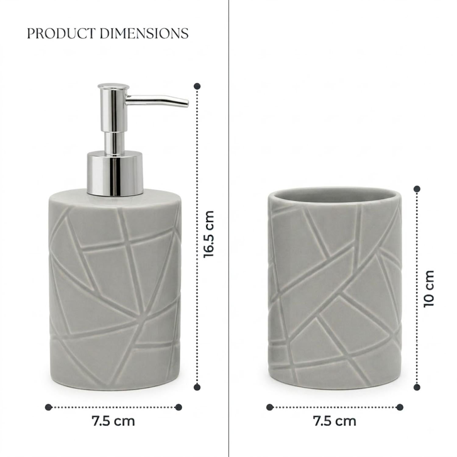 Kookee Ceramic Bathroom Sets, Grey, ART12344