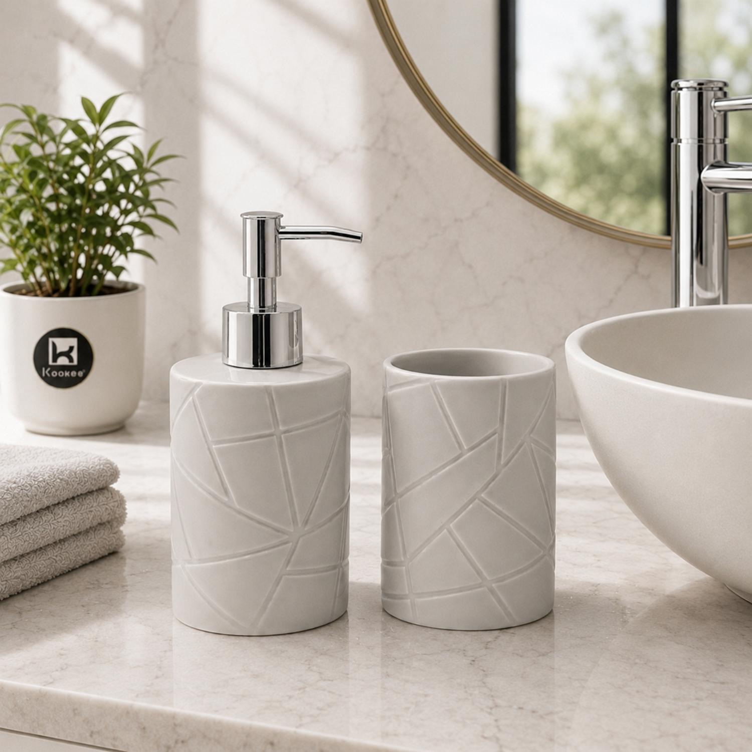 Ceramic Bathroom Sets, Grey, ART12344
