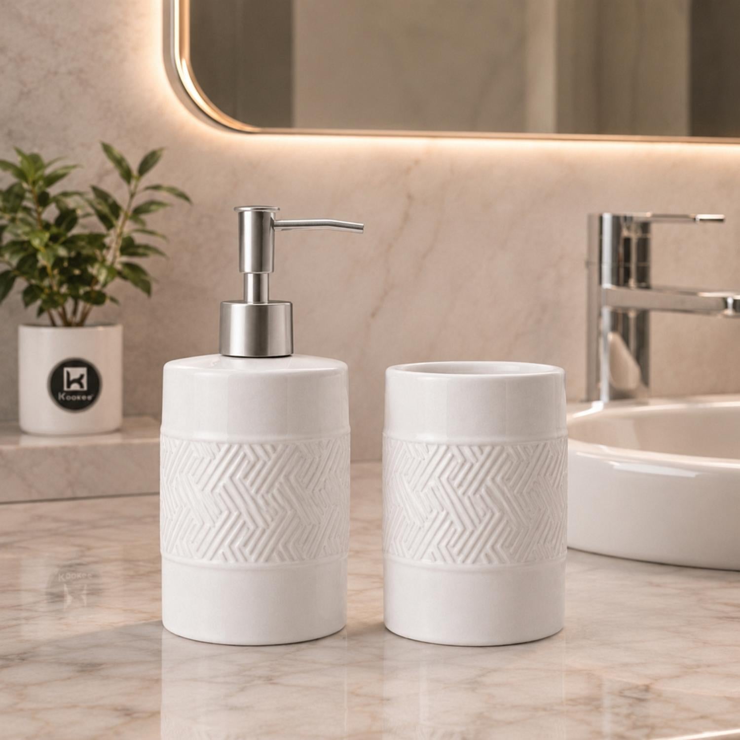 Ceramic Bathroom Sets, White, ART12345
