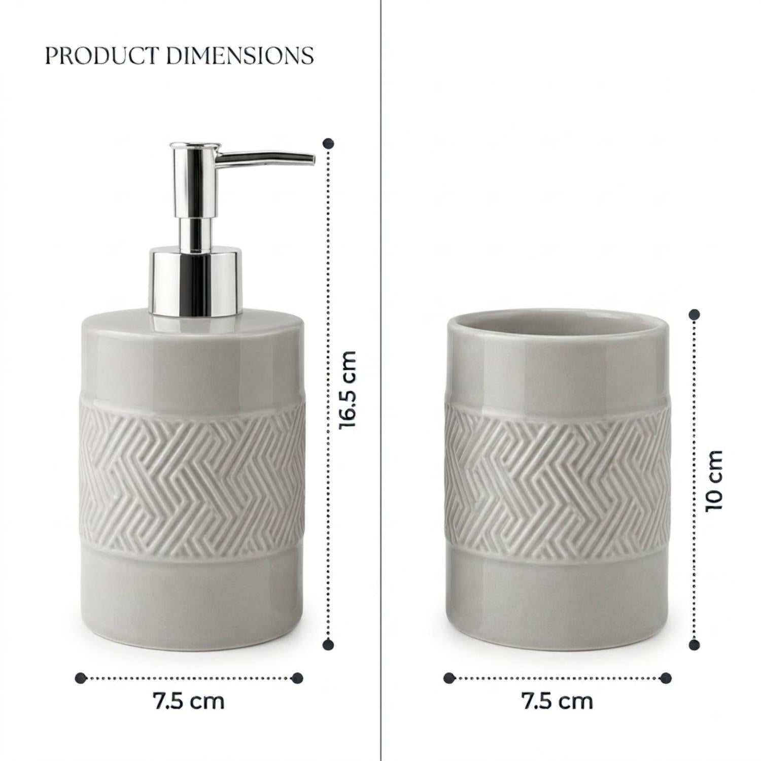 Kookee Ceramic Bathroom Sets, Grey, ART12346