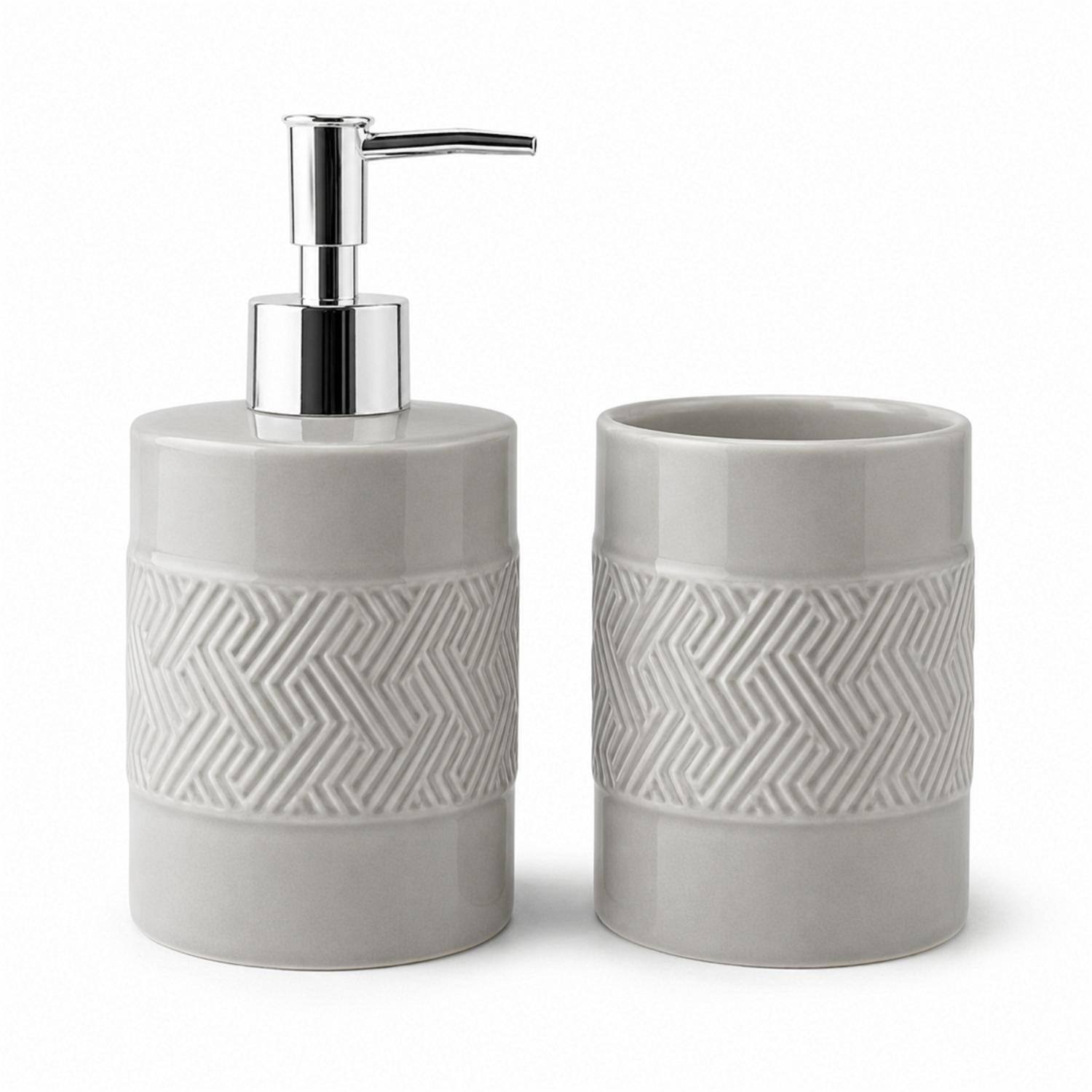 Kookee Ceramic Bathroom Sets, Grey, ART12346