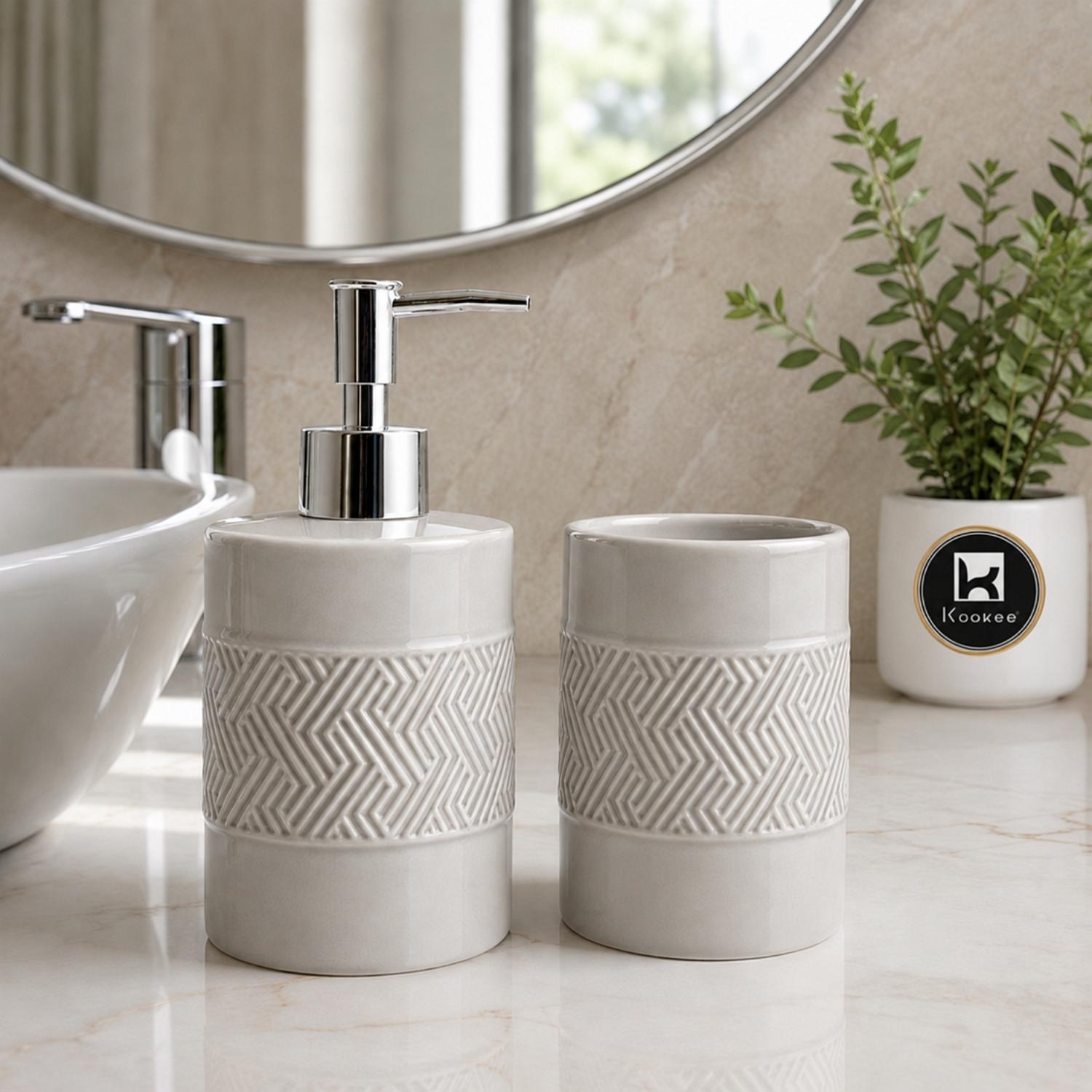 Ceramic Bathroom Sets, Grey, ART12346