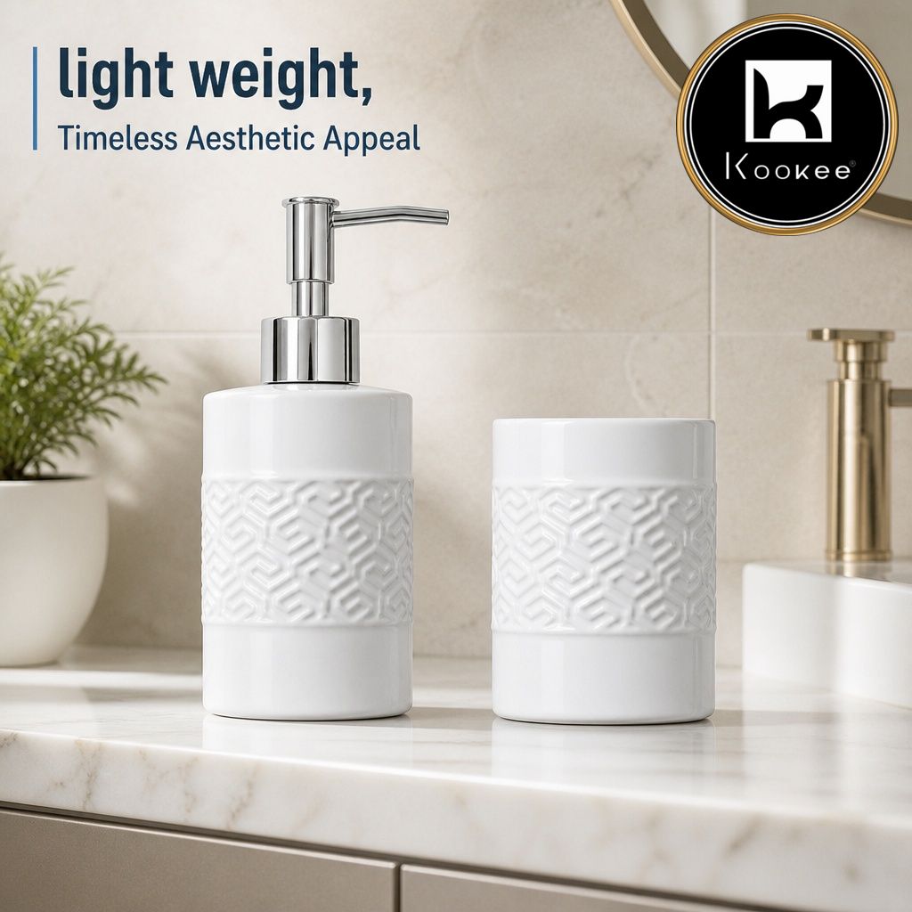 Kookee Ceramic Bathroom Sets, White, ART12347