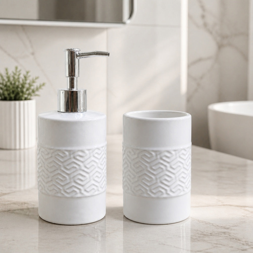 Ceramic Bathroom Sets, White, ART12347