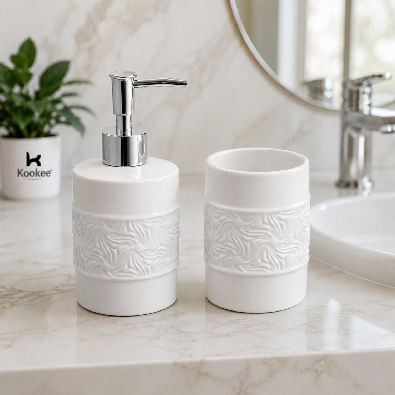 Ceramic Bathroom Sets, White, ART12349