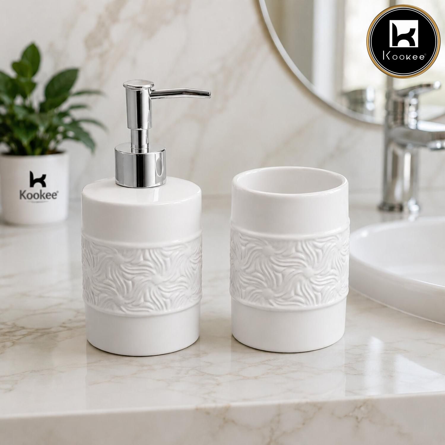 Kookee Ceramic Bathroom Sets, White, ART12349