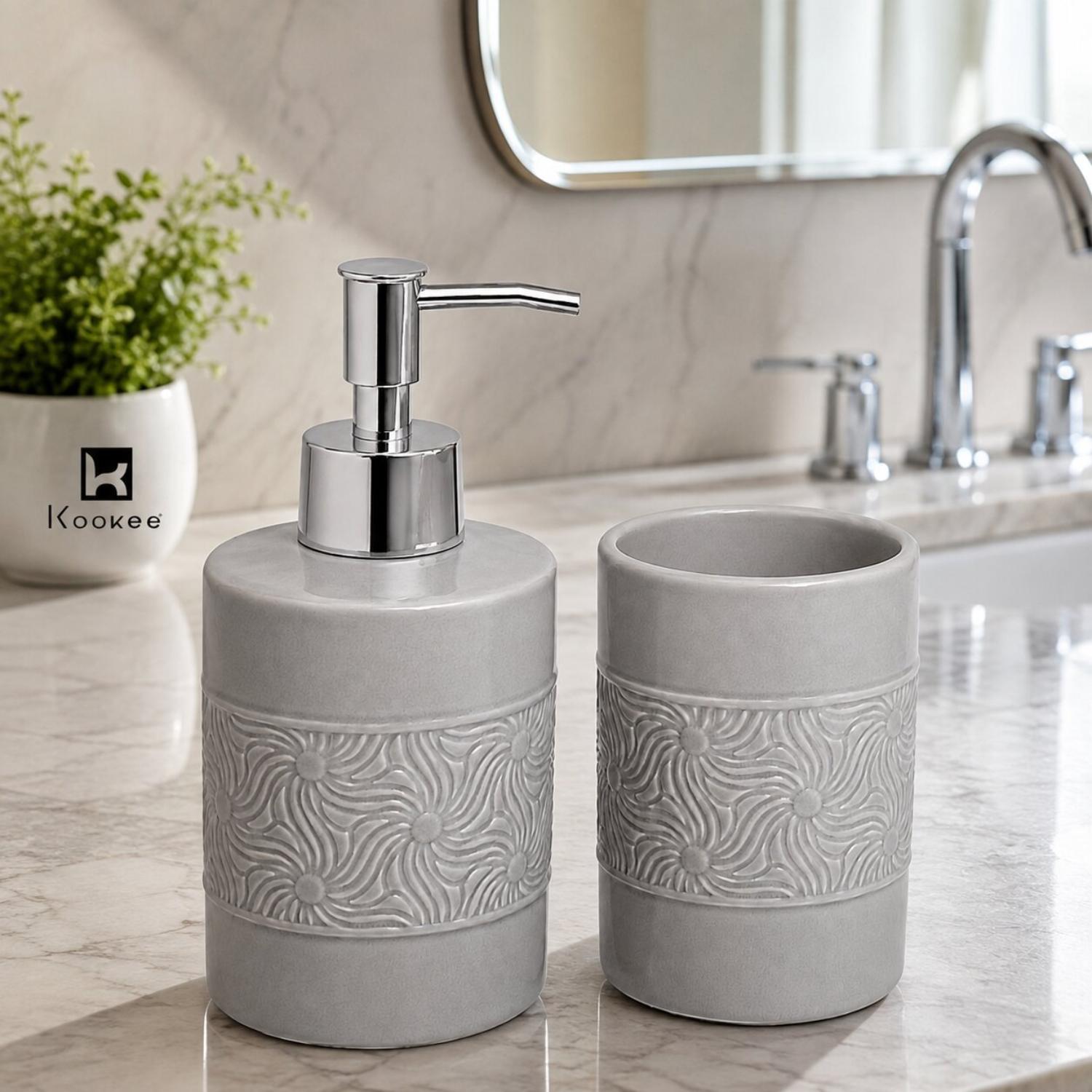 Ceramic Bathroom Sets, Grey, ART12350