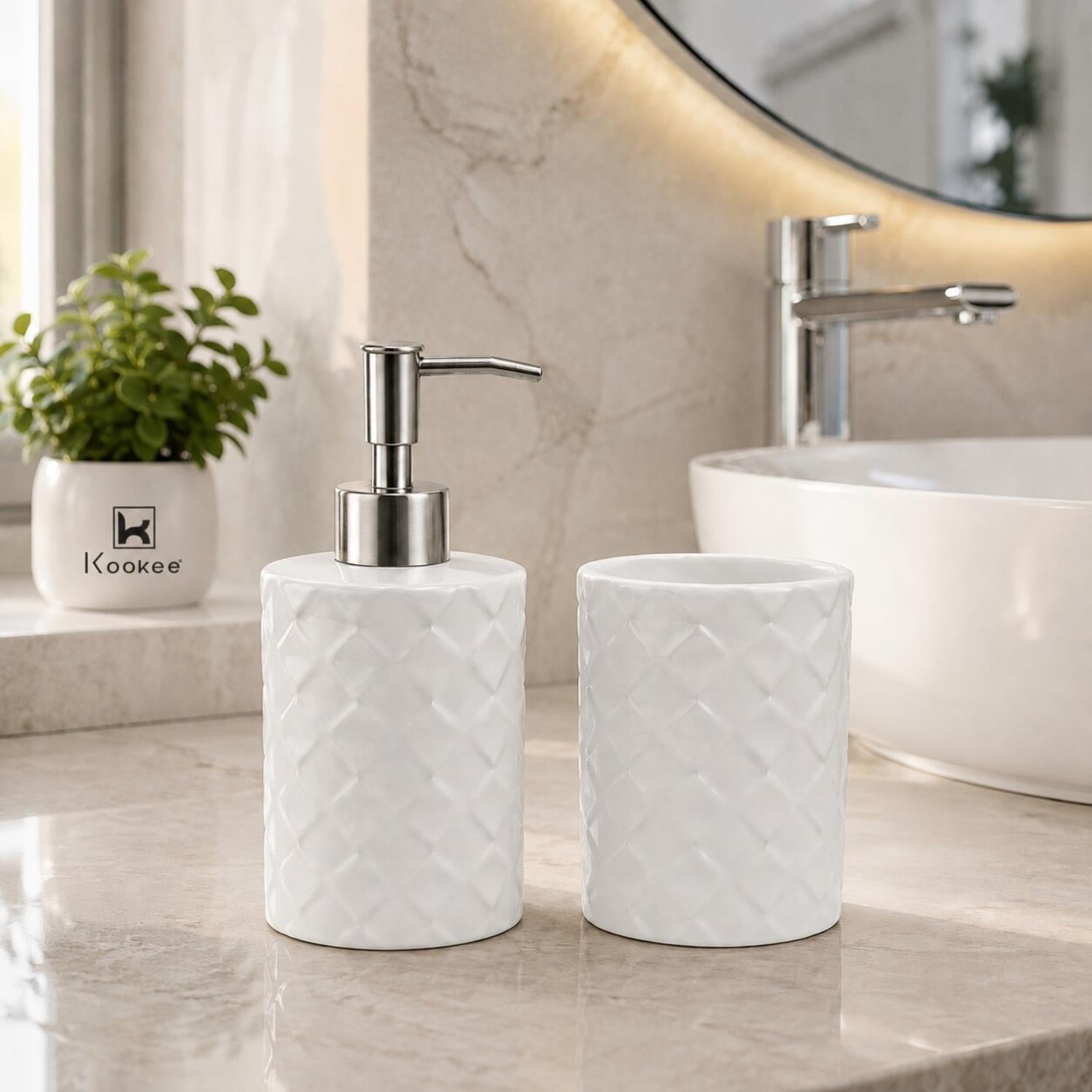 Ceramic Bathroom Sets, White, ART12351