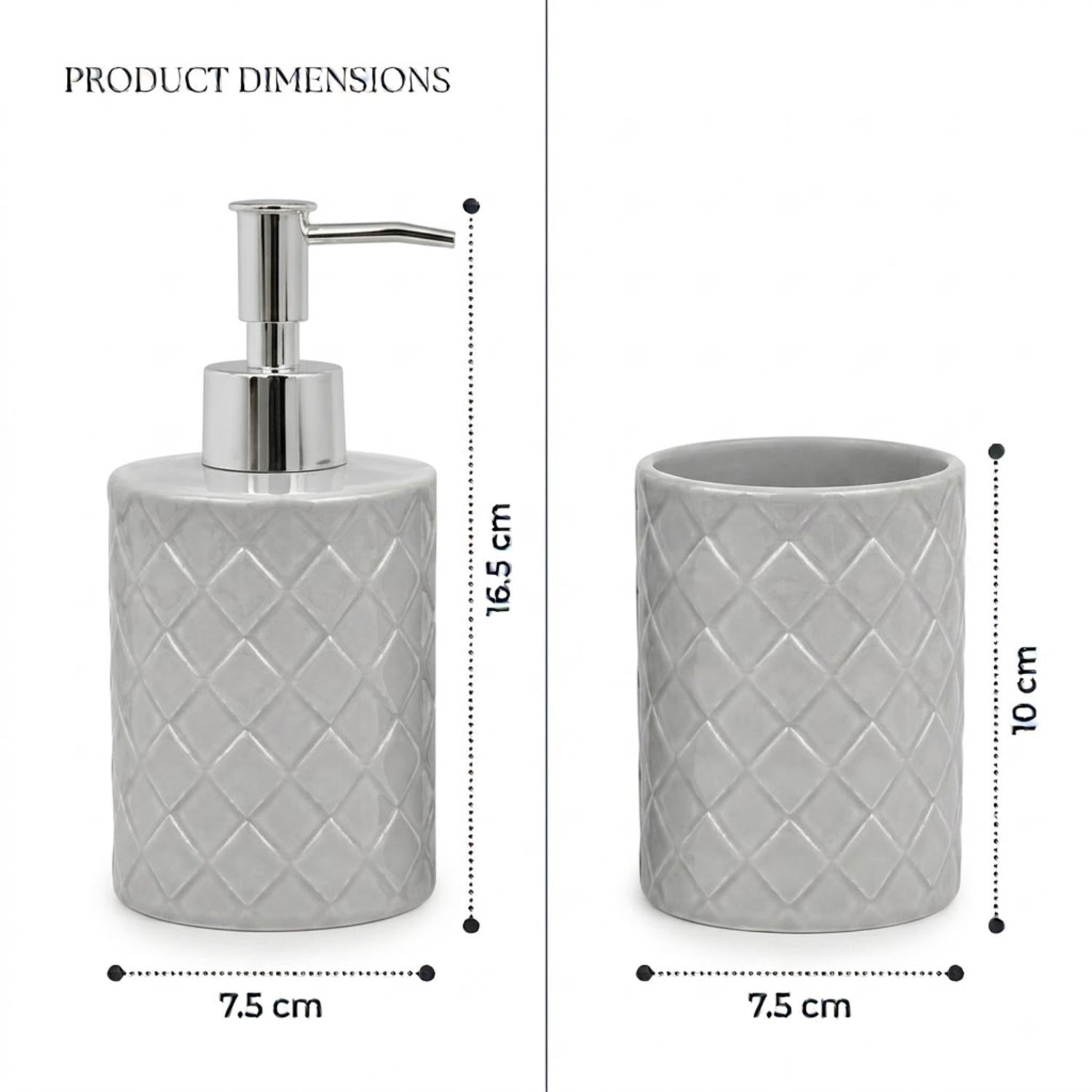 Kookee Ceramic Bathroom Sets, Grey, ART12352