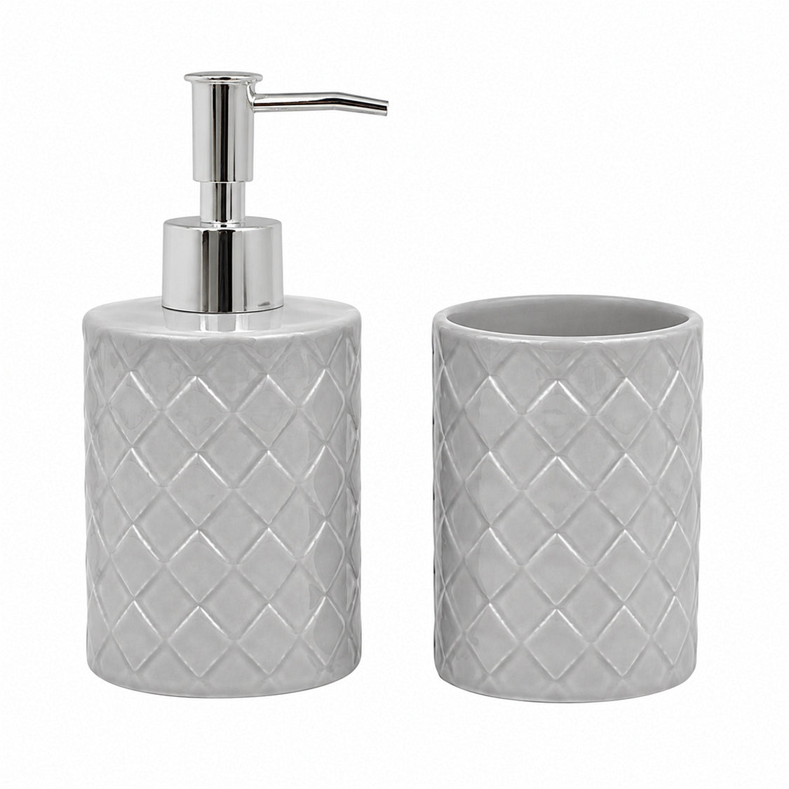 Kookee Ceramic Bathroom Sets, Grey, ART12352