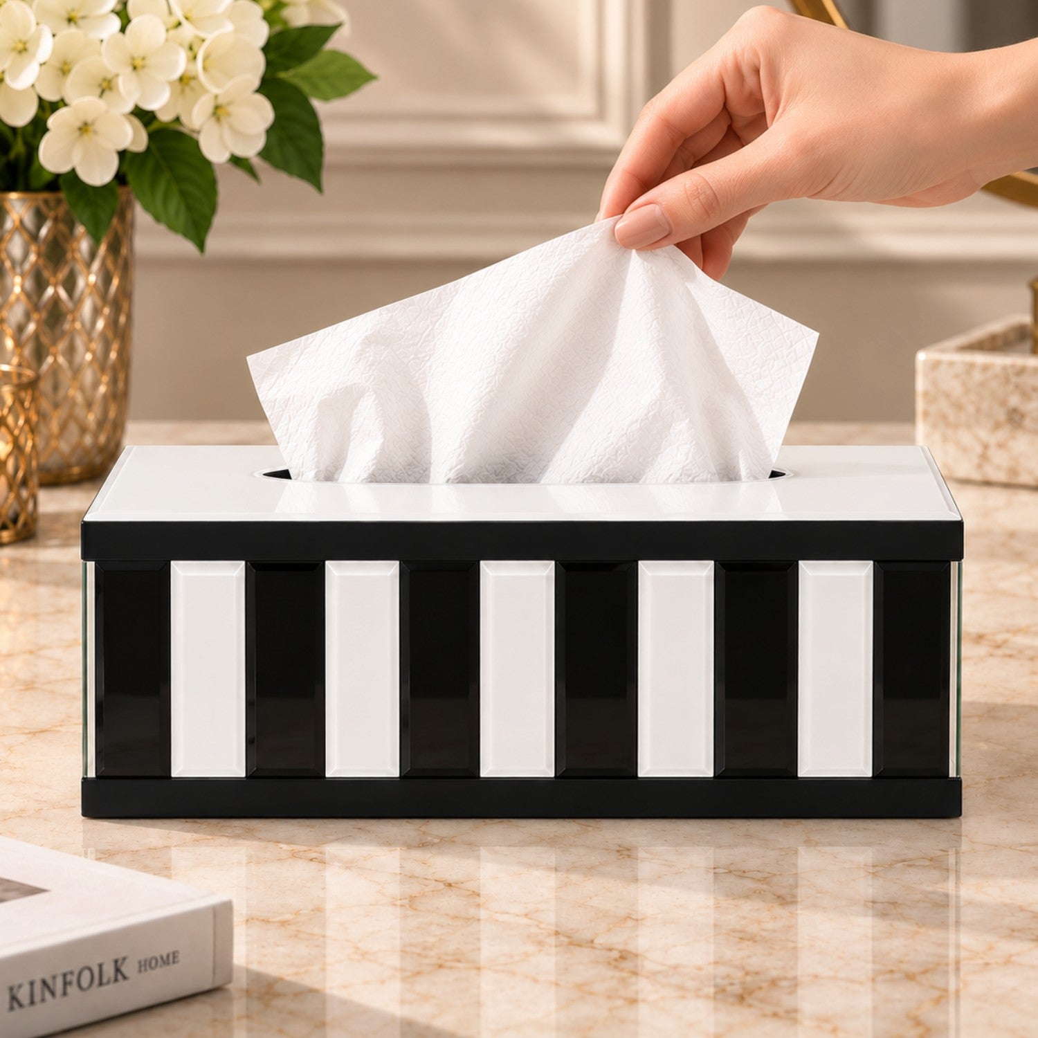 Kookee Glass Mirror Tissue Box for Home and Office Decor, Set of 1
