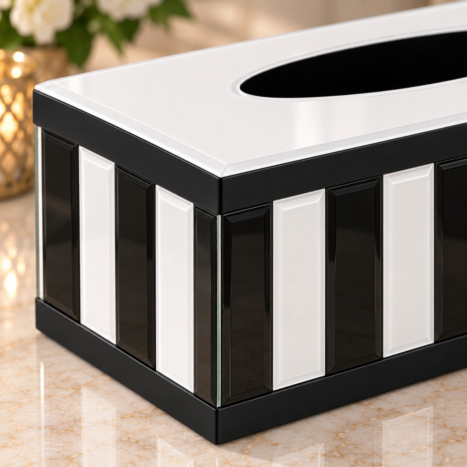 Kookee Glass Mirror Tissue Box for Home and Office Decor, Set of 1
