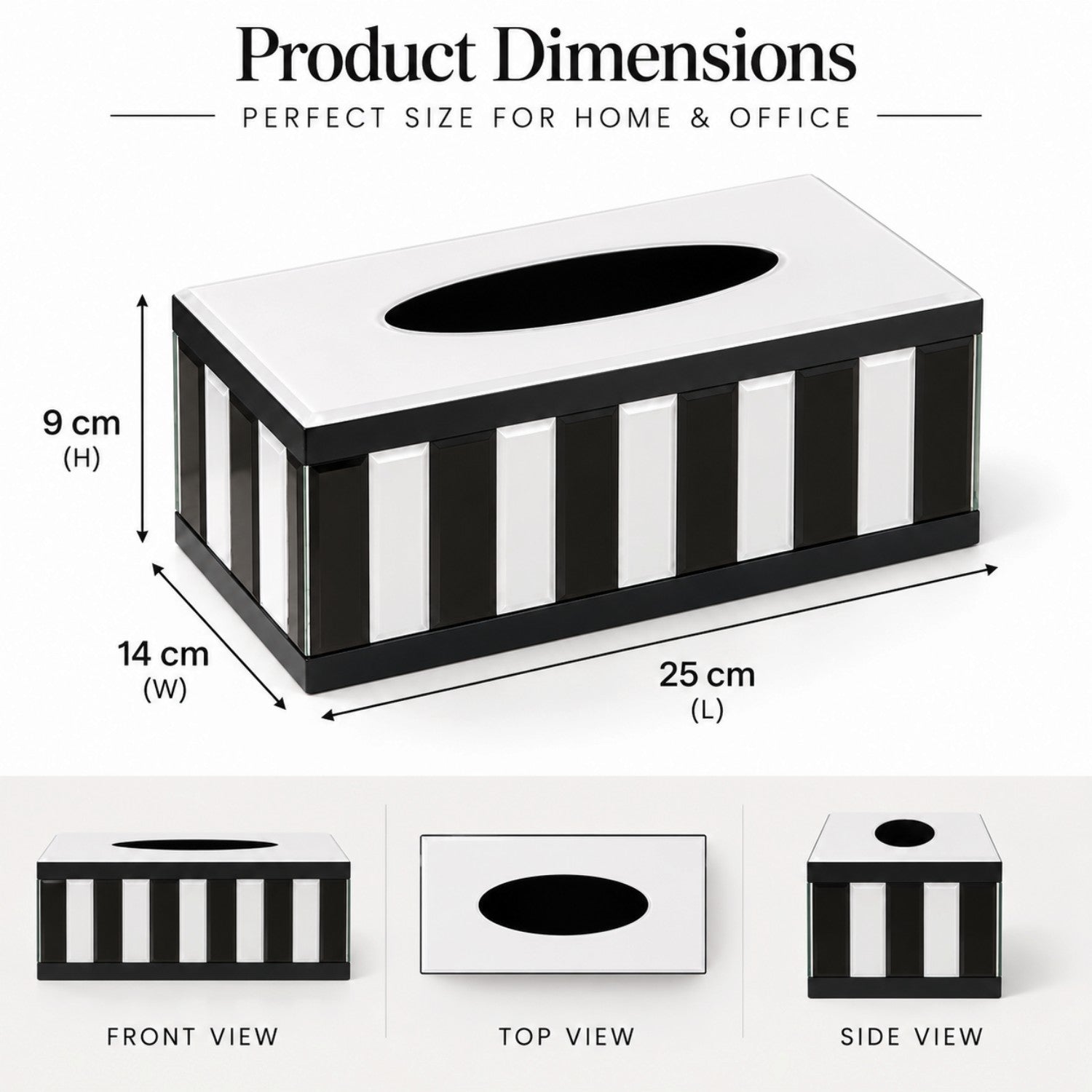 Kookee Glass Mirror Tissue Box for Home and Office Decor, Set of 1
