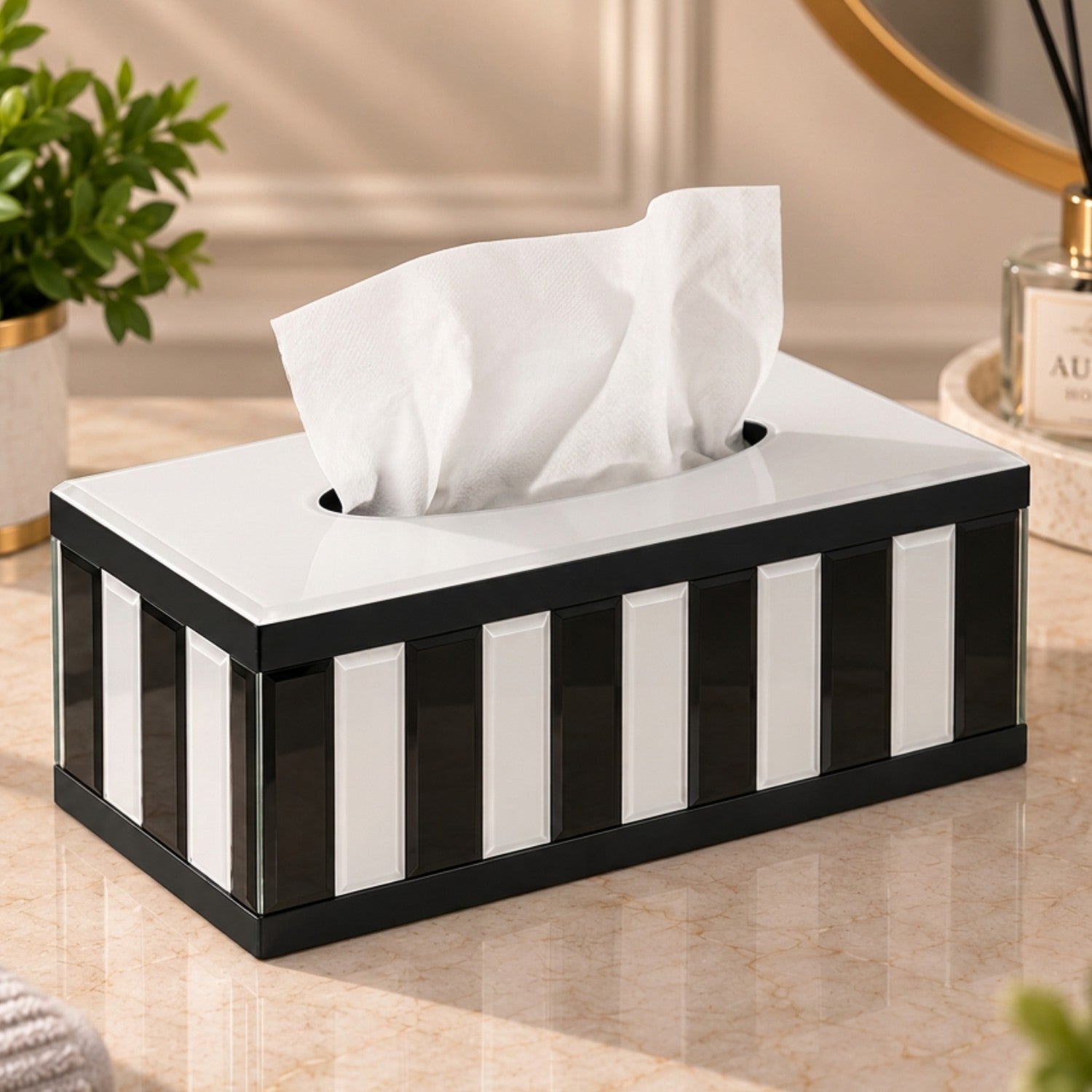Kookee Glass Mirror Tissue Box for Home and Office Decor, Set of 1