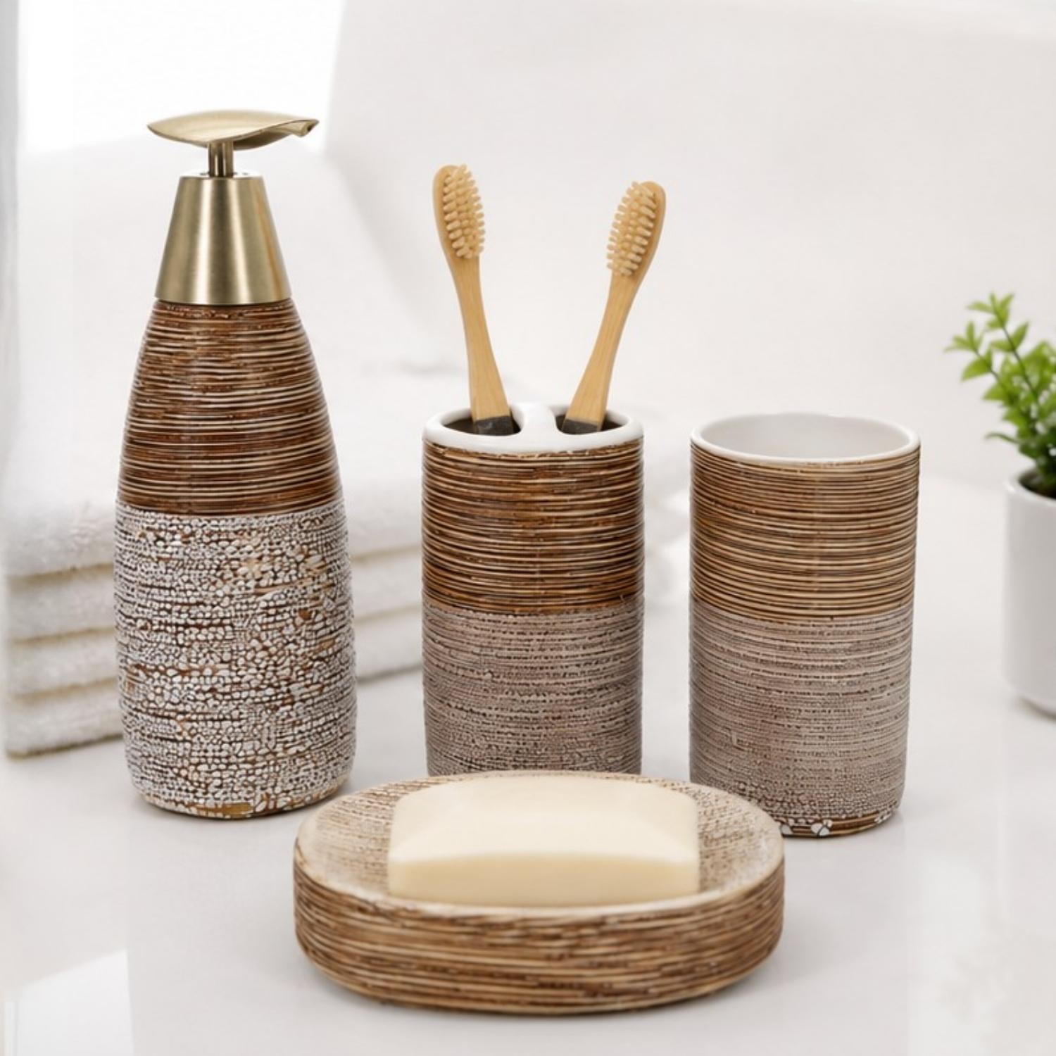 Ceramic Bathroom Sets, Brown, ART12363