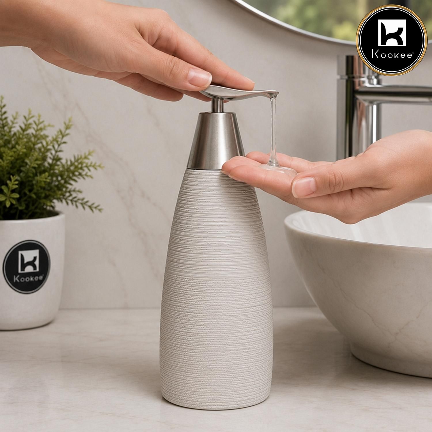 Kookee Ceramic Soap Dispensers, White, ART12364-SD