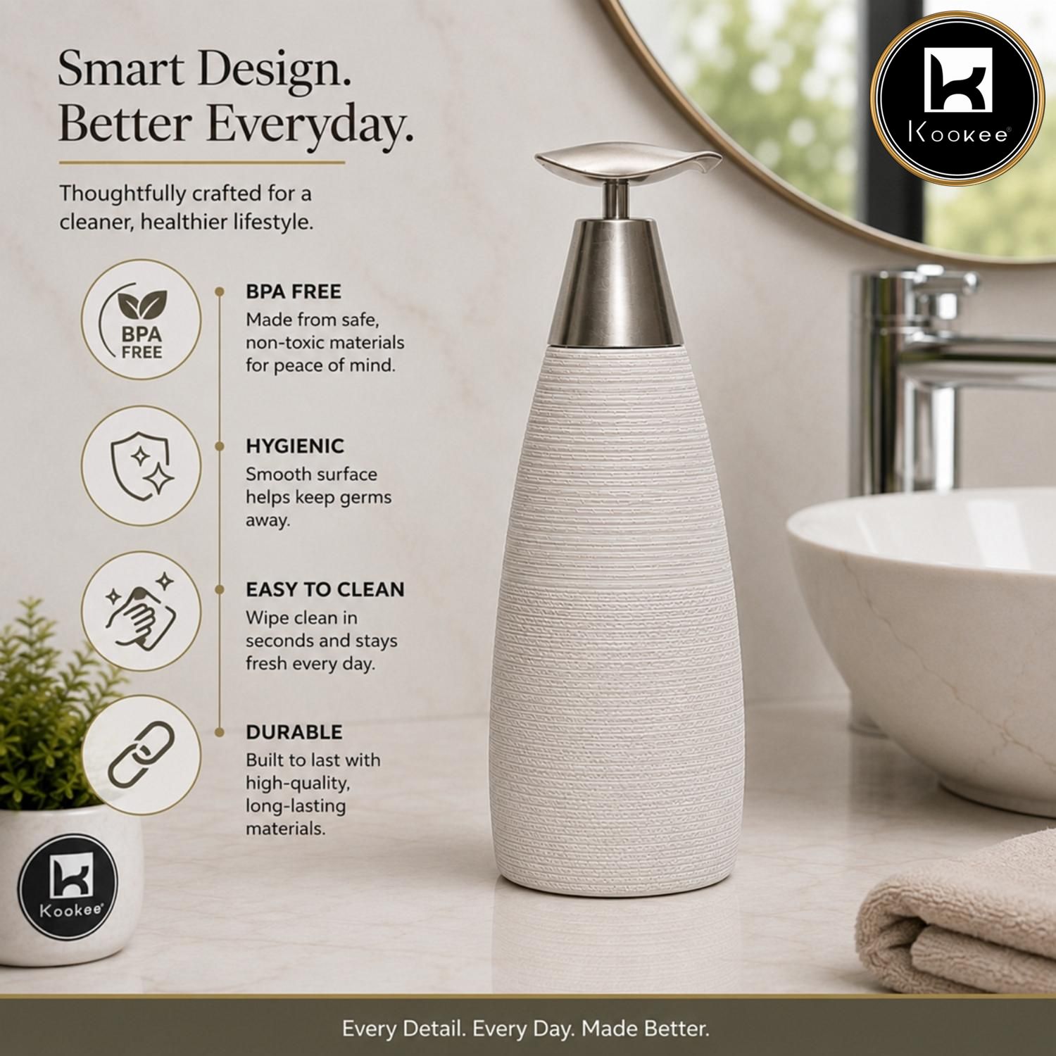 Kookee Ceramic Soap Dispensers, White, ART12364-SD