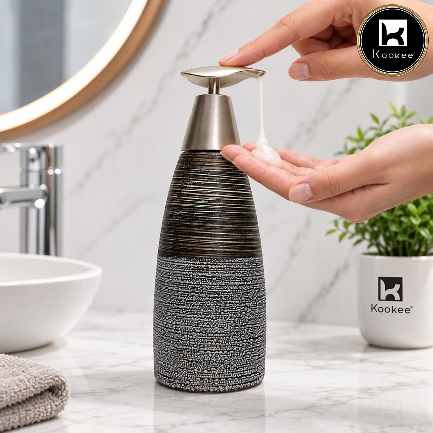Kookee Ceramic Soap Dispensers, Grey, ART12365-SD