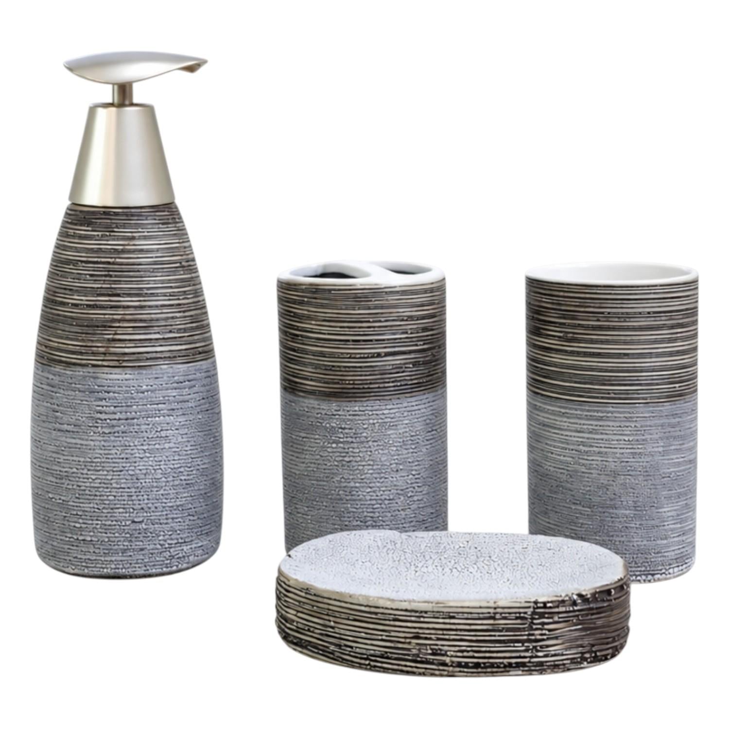 Kookee Ceramic Bathroom Sets, Grey, ART12365