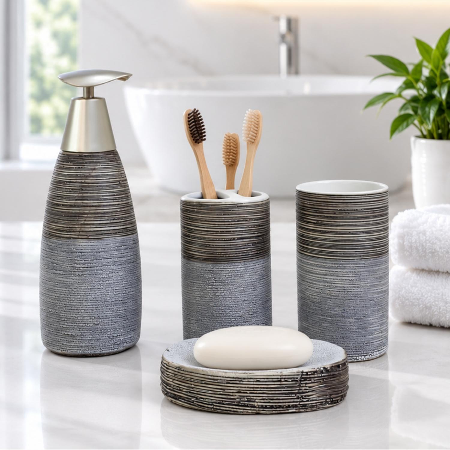 Ceramic Bathroom Sets, Grey, ART12365