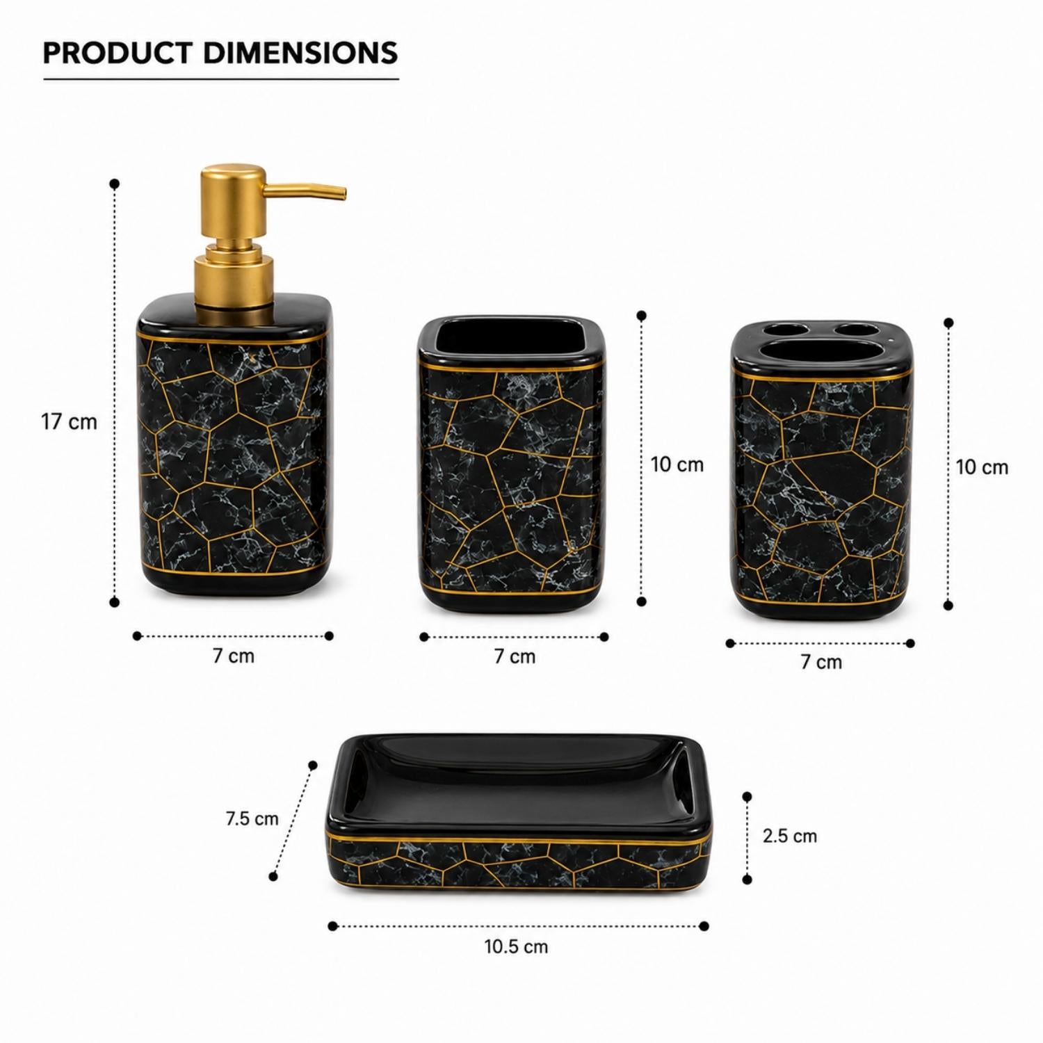 Kookee Ceramic Bathroom Sets, Black, ART12366