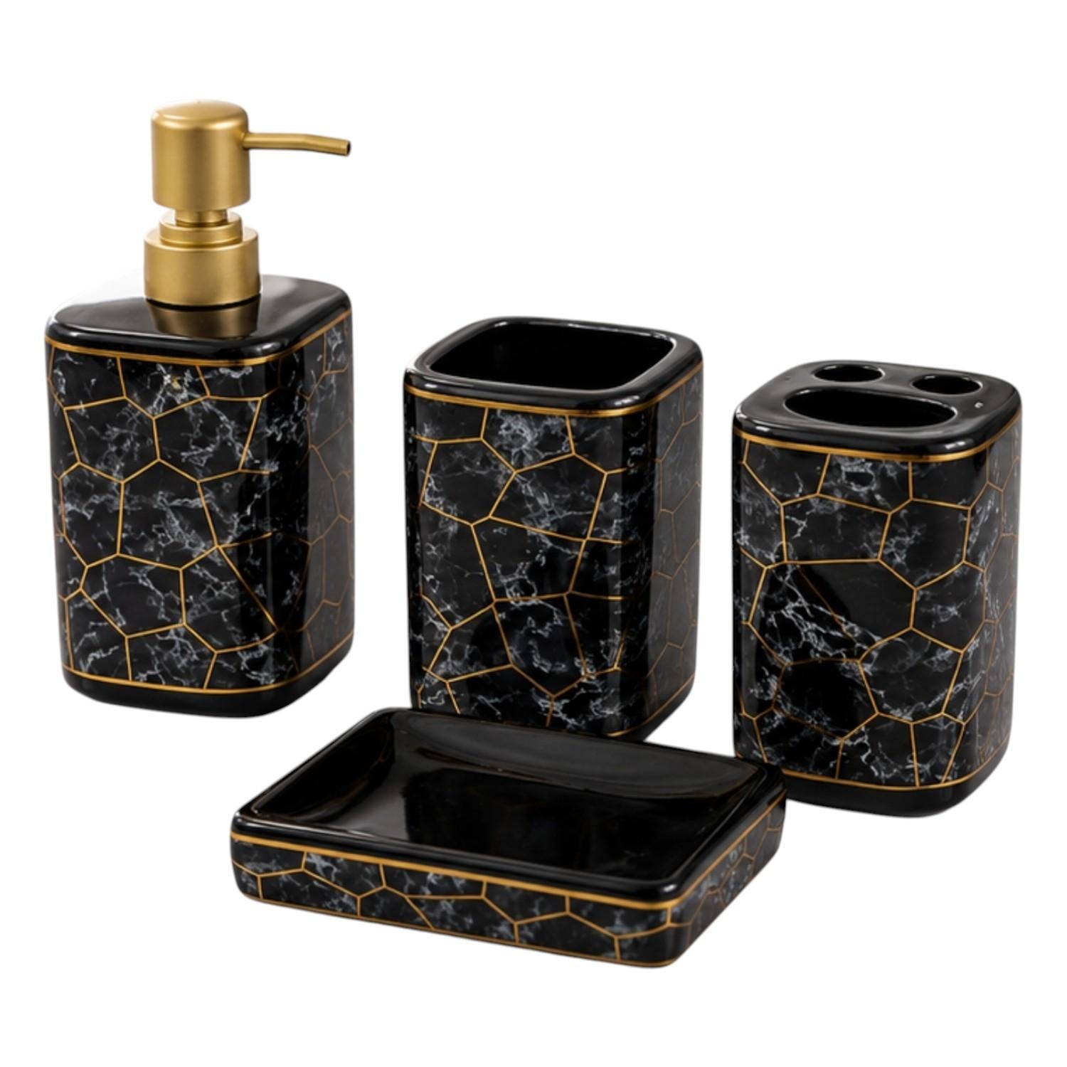 Kookee Ceramic Bathroom Sets, Black, ART12366