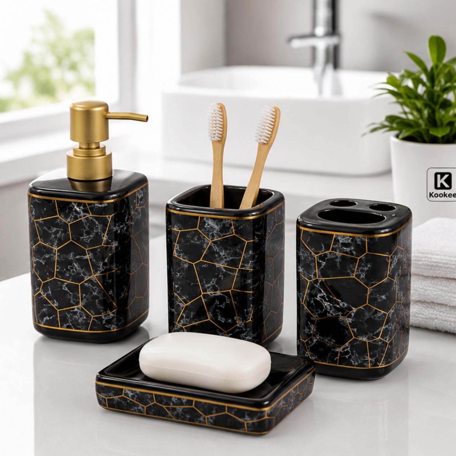 Ceramic Bathroom Sets, Black, ART12366