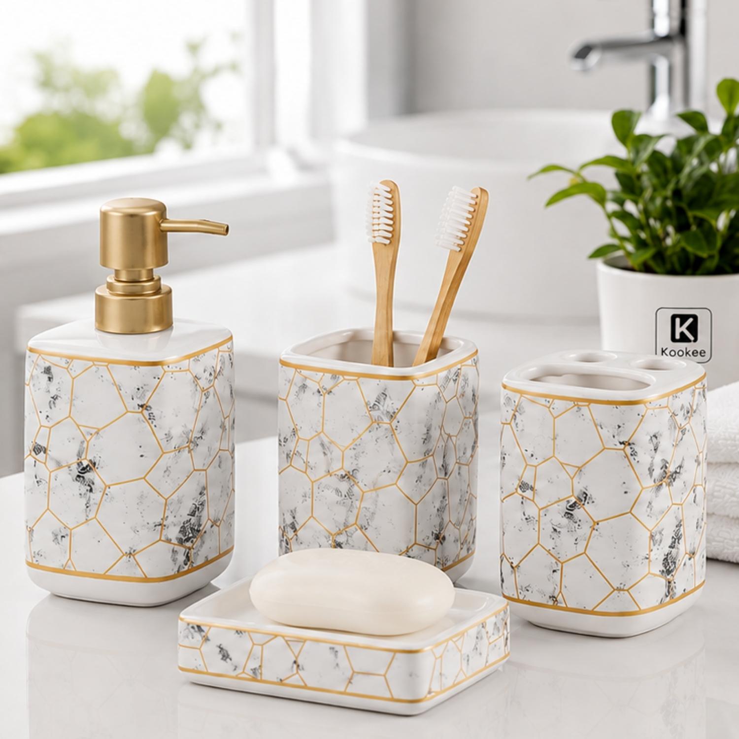 Ceramic Bathroom Sets, White, ART12367