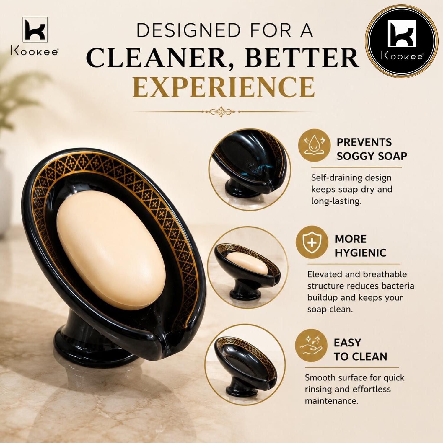 Kookee Soap Holders, Black, ART12370