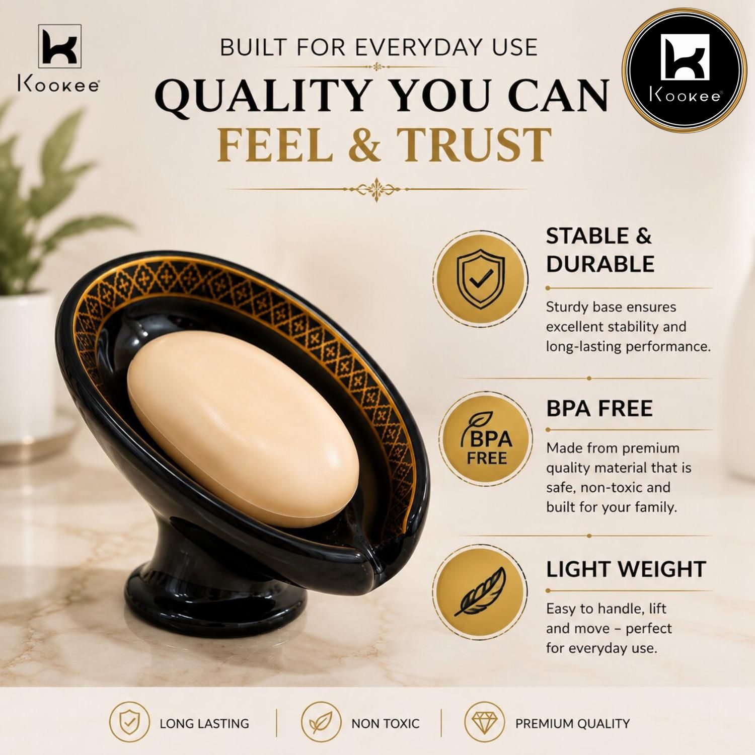Kookee Soap Holders, Black, ART12370